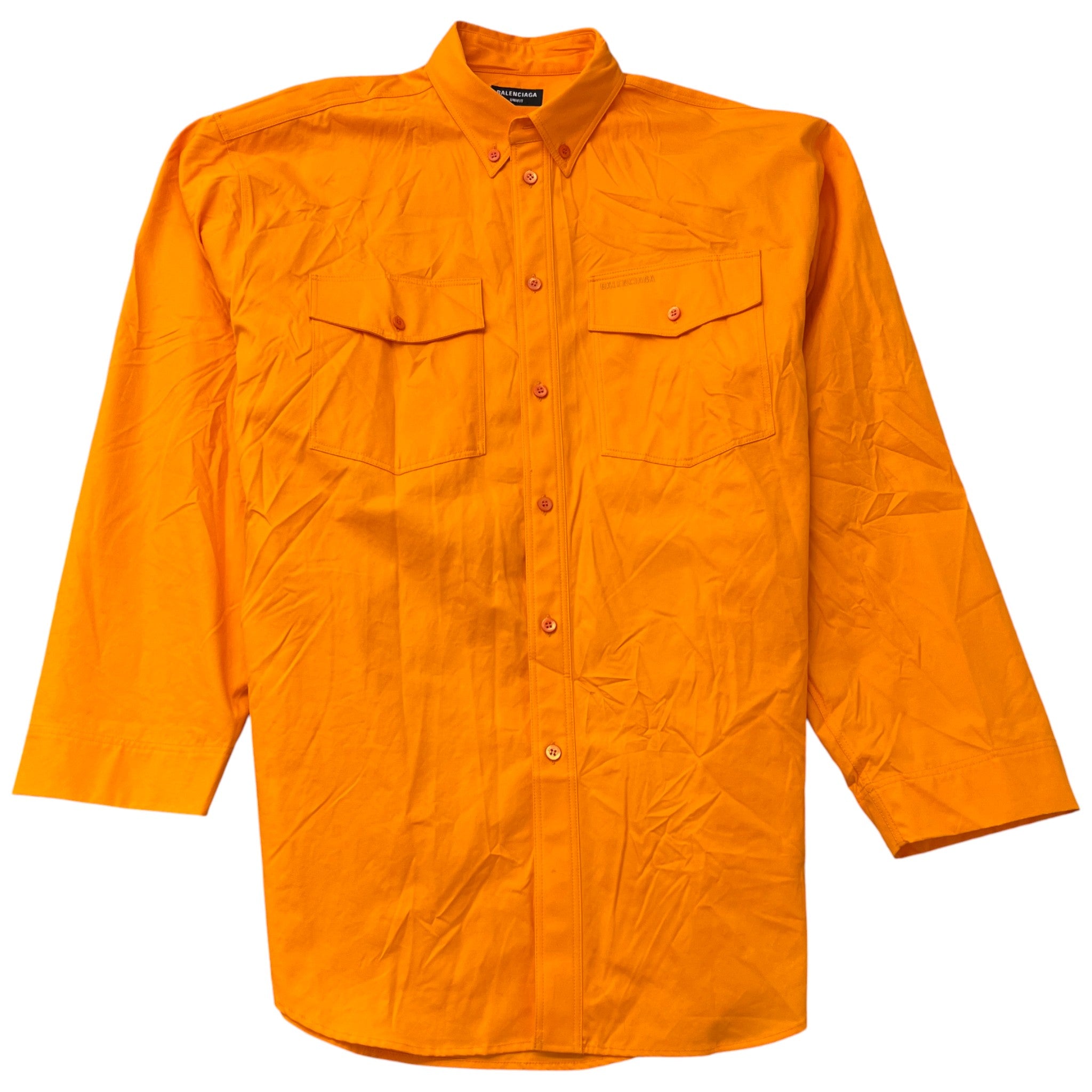 Men's Unifit Natural Wrinkle Overfit Logo Long Sleeve Shirt Orange Size XS