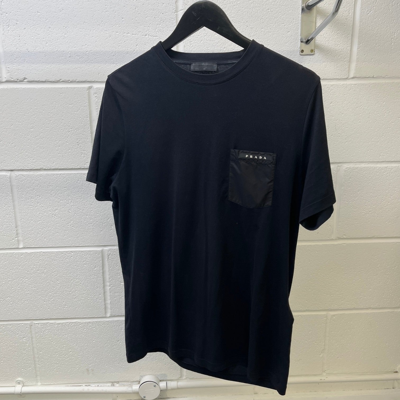 Men's Damier Embroidered Logo Pocket Polo Shirt Navy Size XL