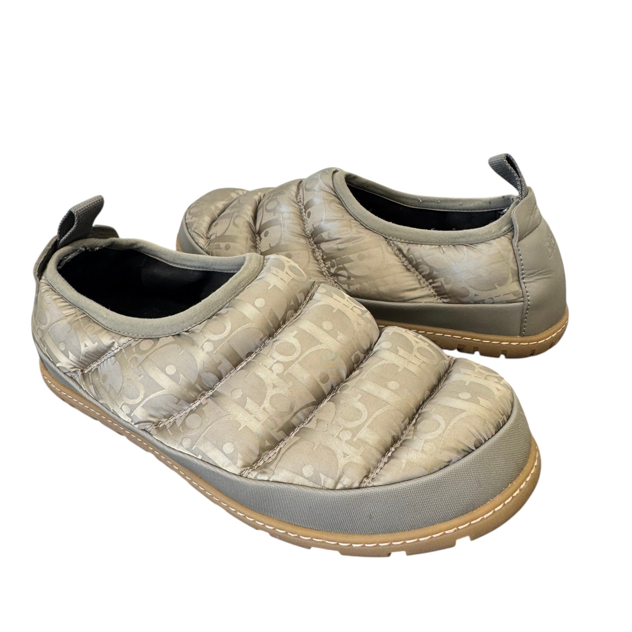 Men's Oblique Snow Slippers Slides Beige Size EU 40 / UK 6
