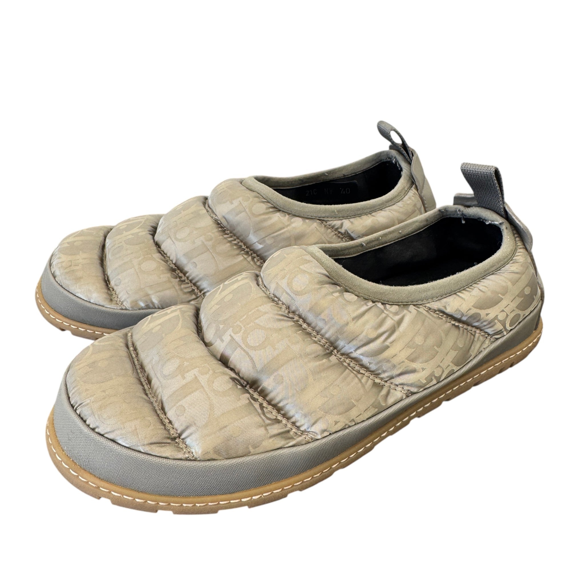 Men's Oblique Snow Slippers Slides Beige Size EU 40 / UK 6