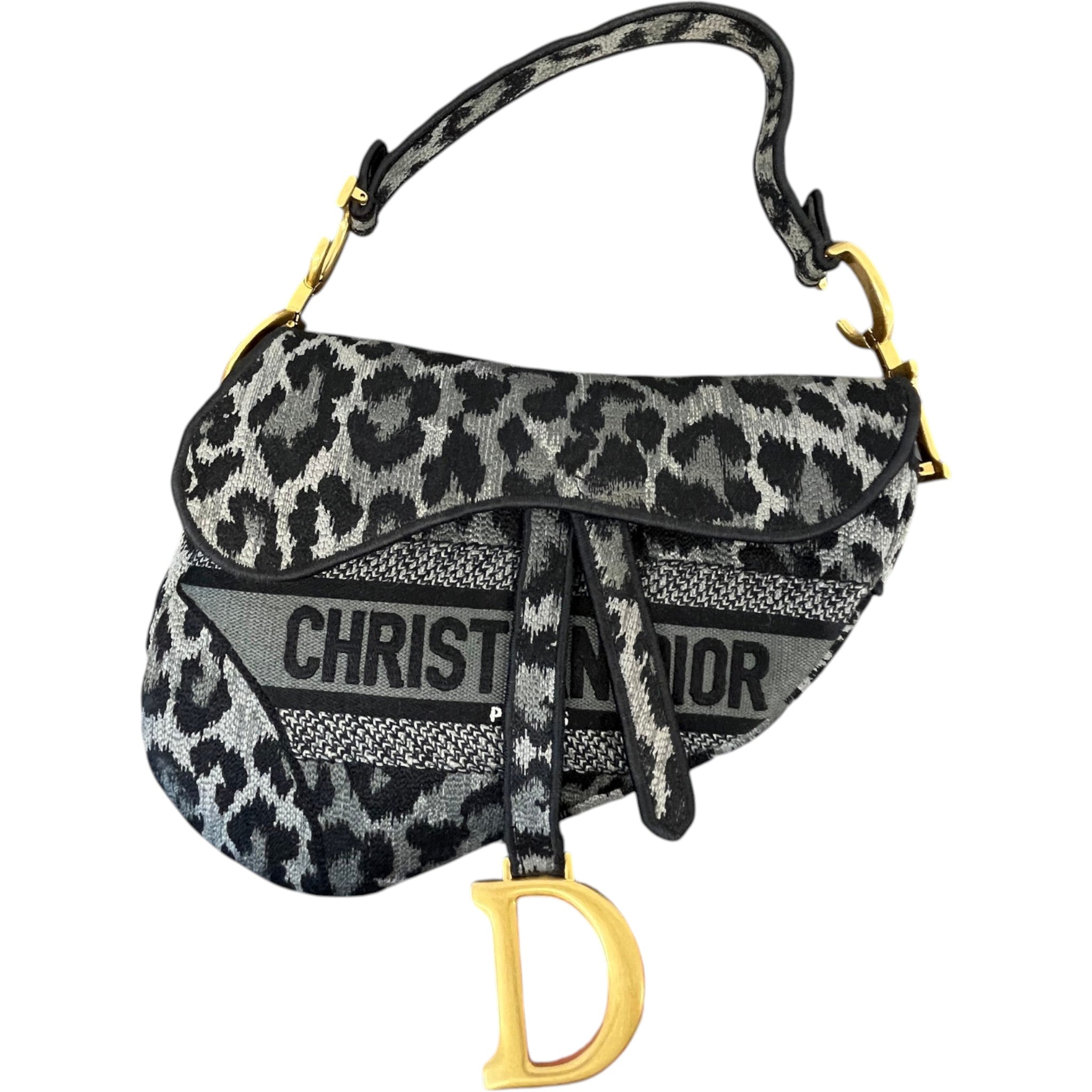 Women's Leopard Saddle Bag Charcoal