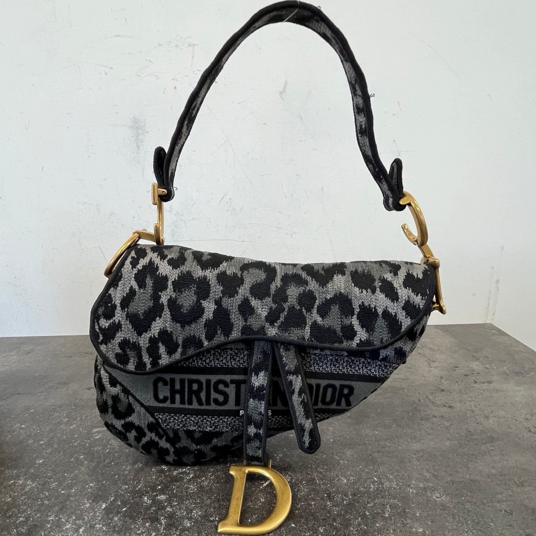 Women's Leopard Saddle Bag Charcoal