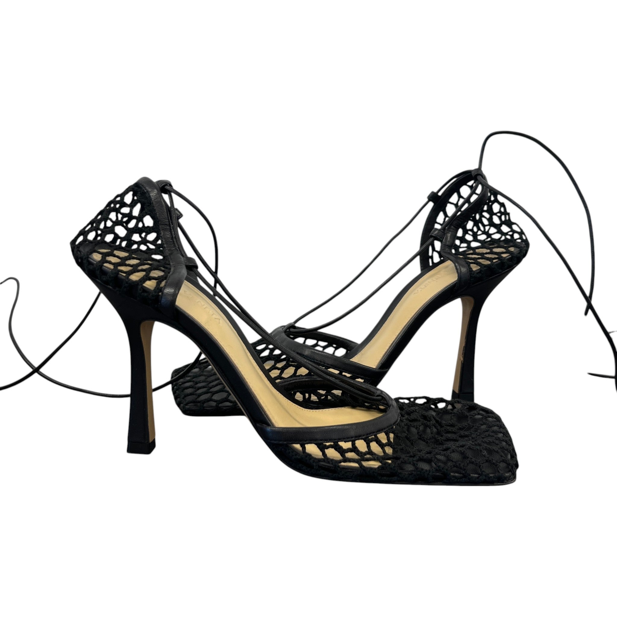 Women's Trimmed Mesh Heels Black Size EU 38 / UK 5