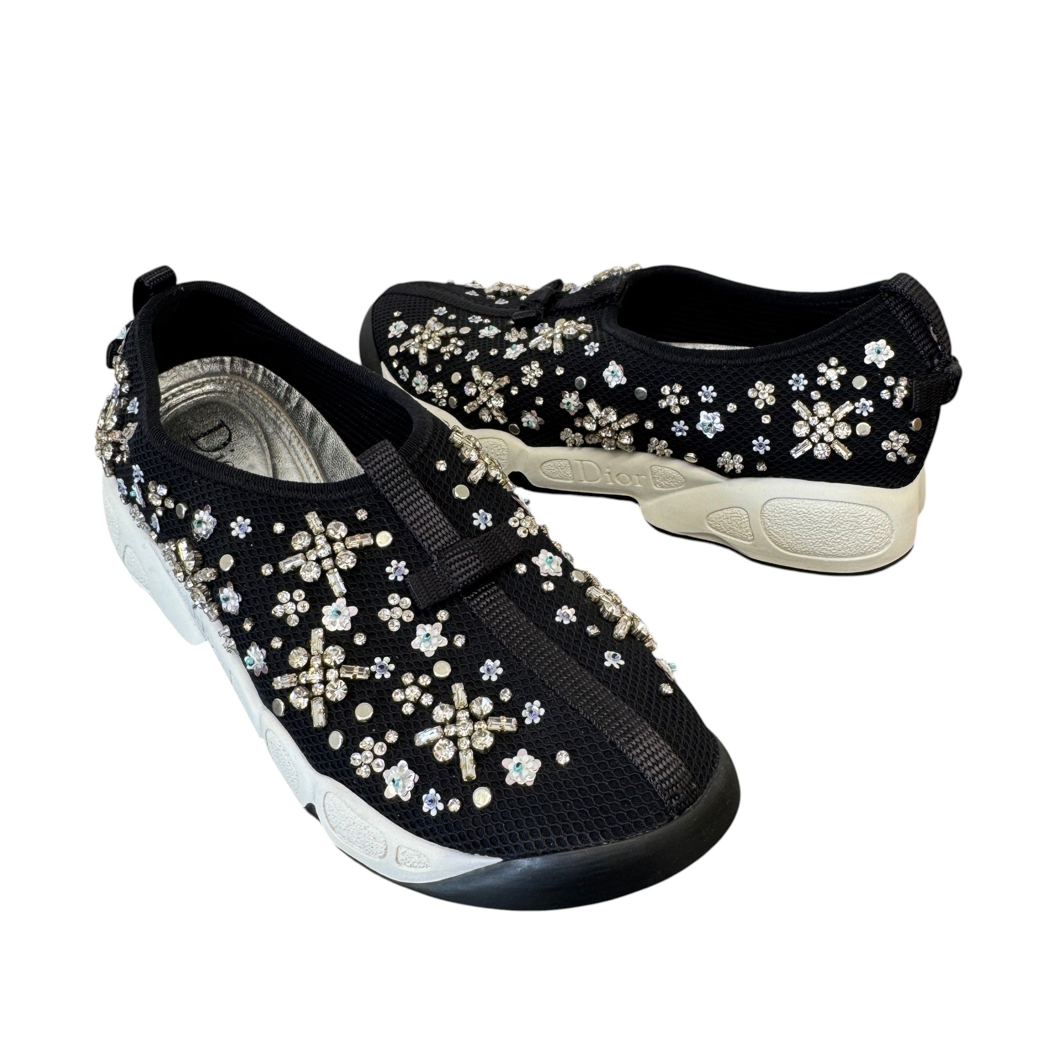 Women's Embellished Low Trainers Black Size EU 36.5 / UK 3.5