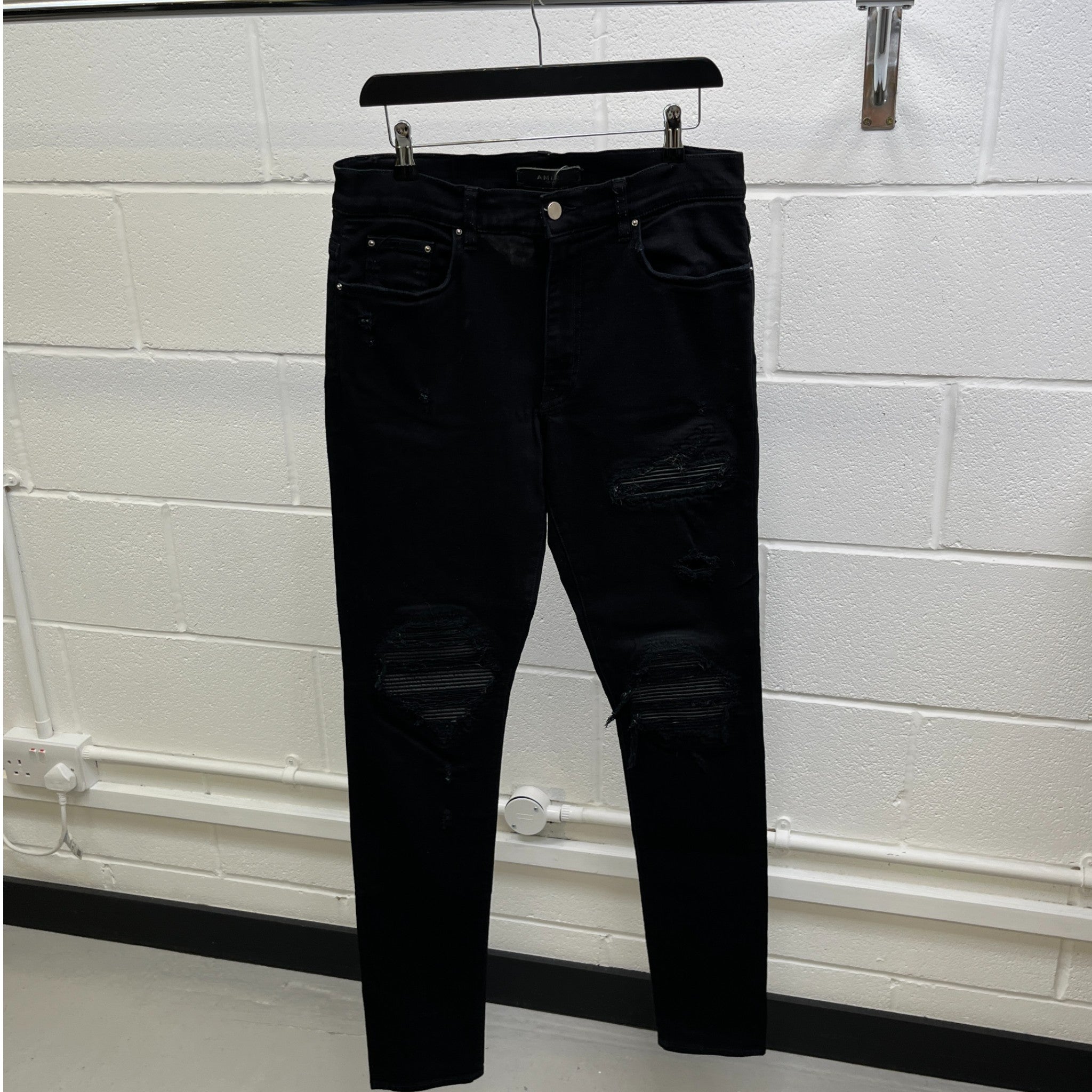 Men's Mx1 Distressed Jeans Black Size Waist 34"