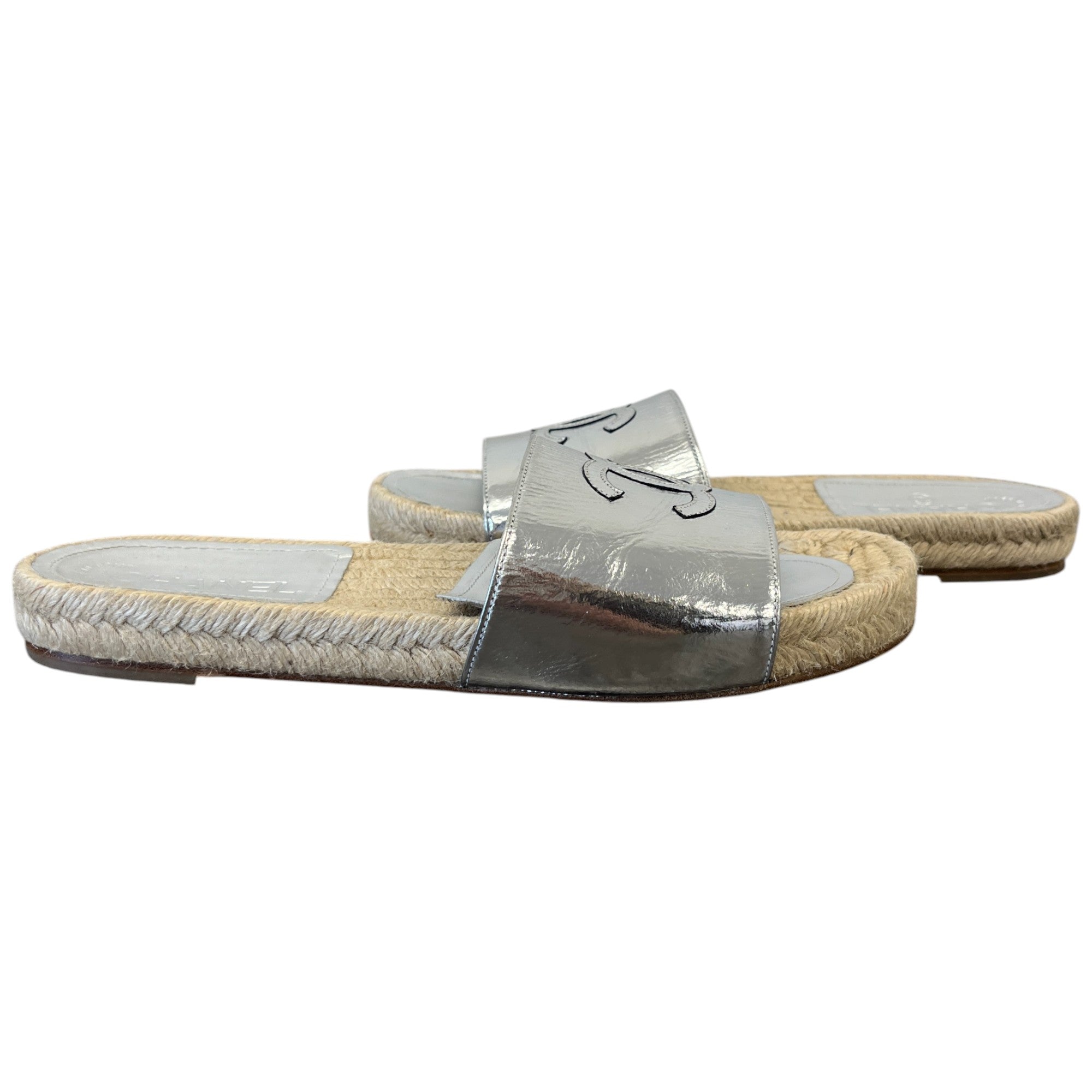 Women's Cc Logo Espadrilles Silver Size EU 39 / UK 6