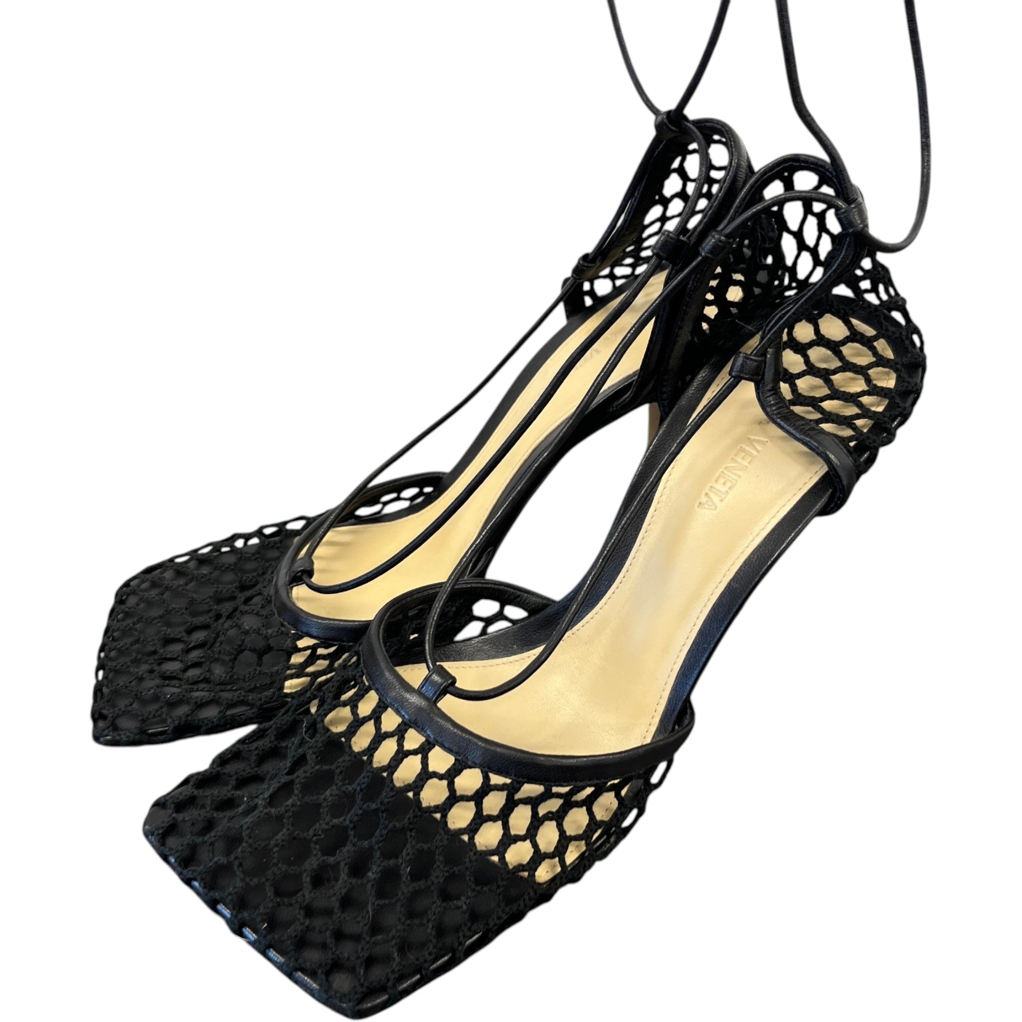 Women's Trimmed Mesh Heels Black Size EU 38 / UK 5