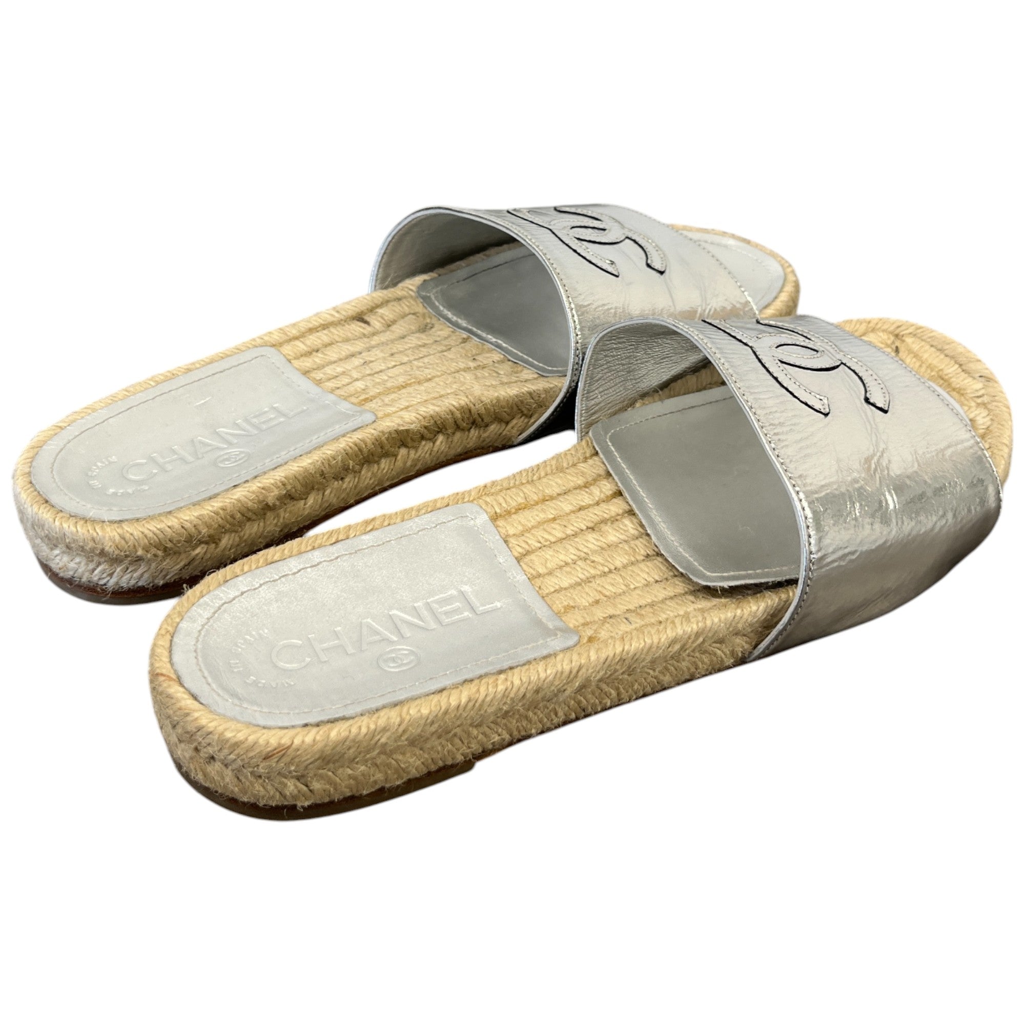 Women's Cc Logo Espadrilles Silver Size EU 39 / UK 6