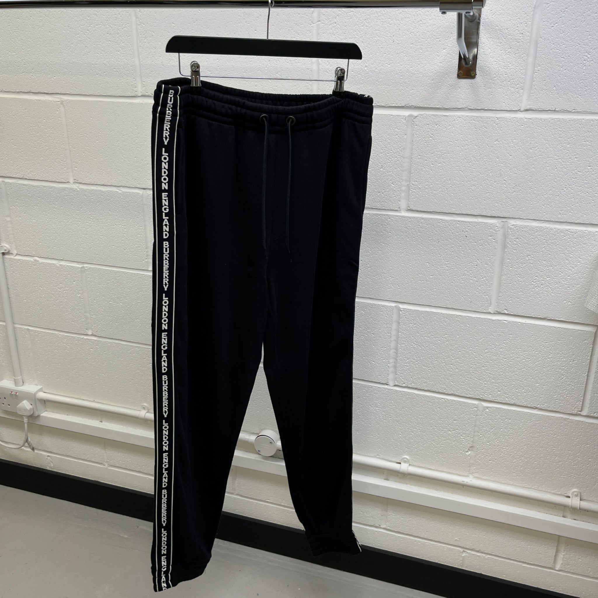 Men's Logo Stripe Joggers Black Size L