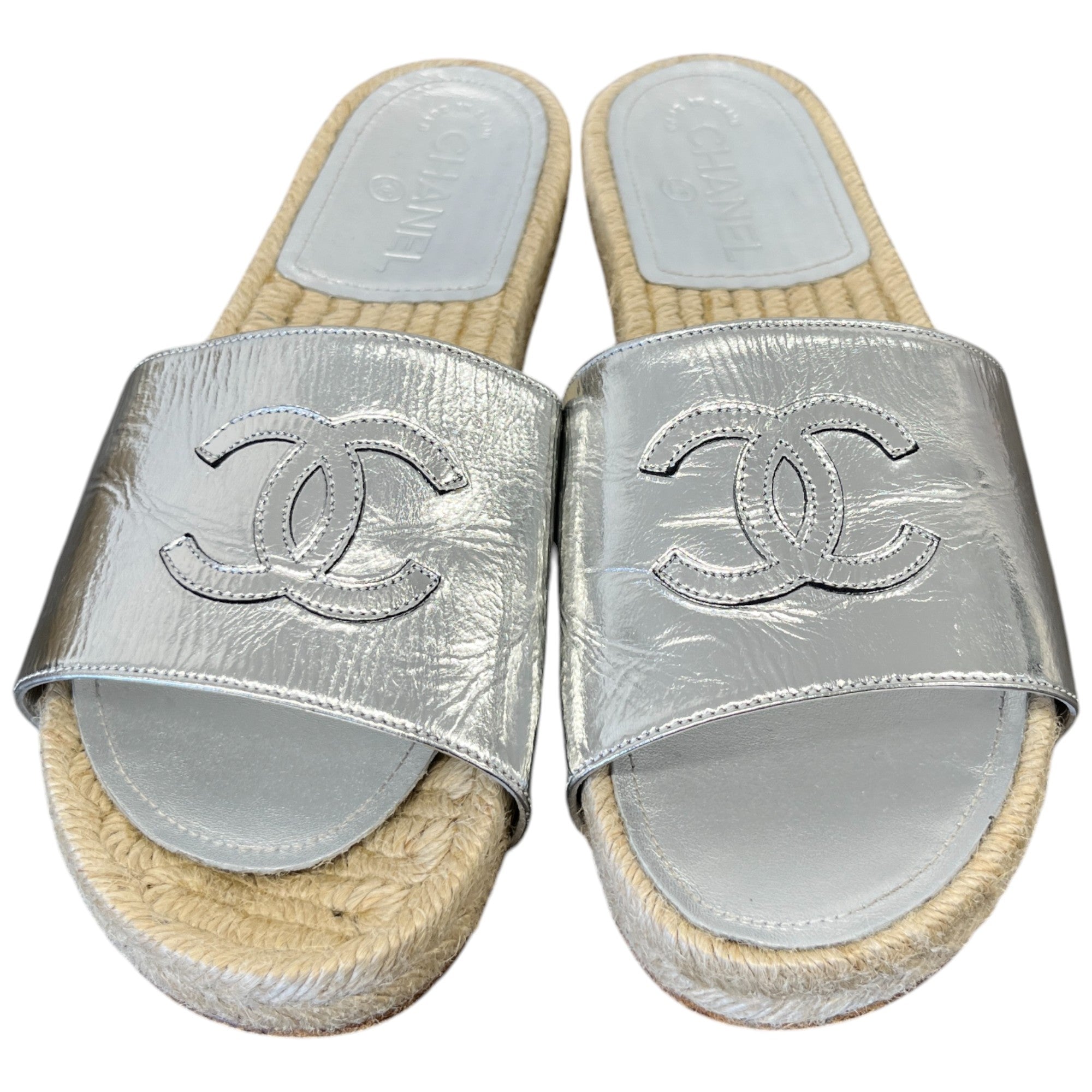 Women's Cc Logo Espadrilles Silver Size EU 39 / UK 6