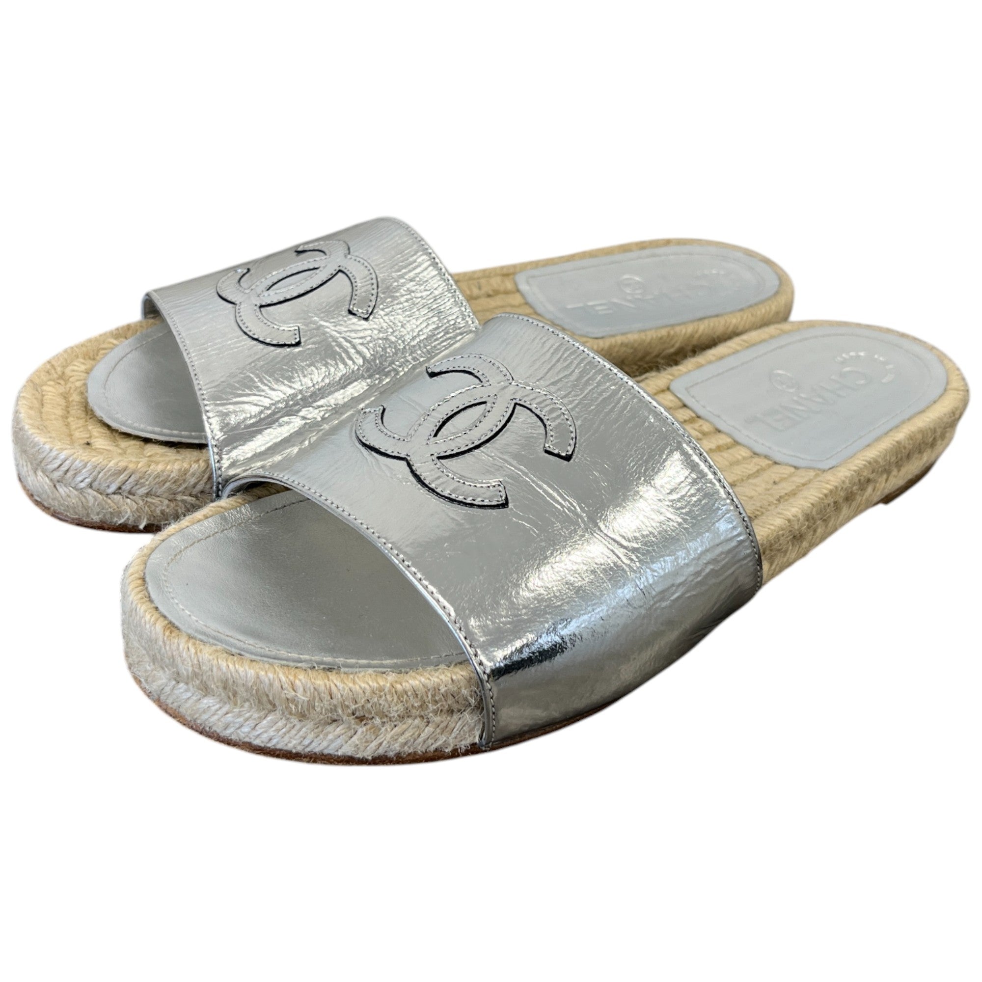 Women's Cc Logo Espadrilles Silver Size EU 39 / UK 6