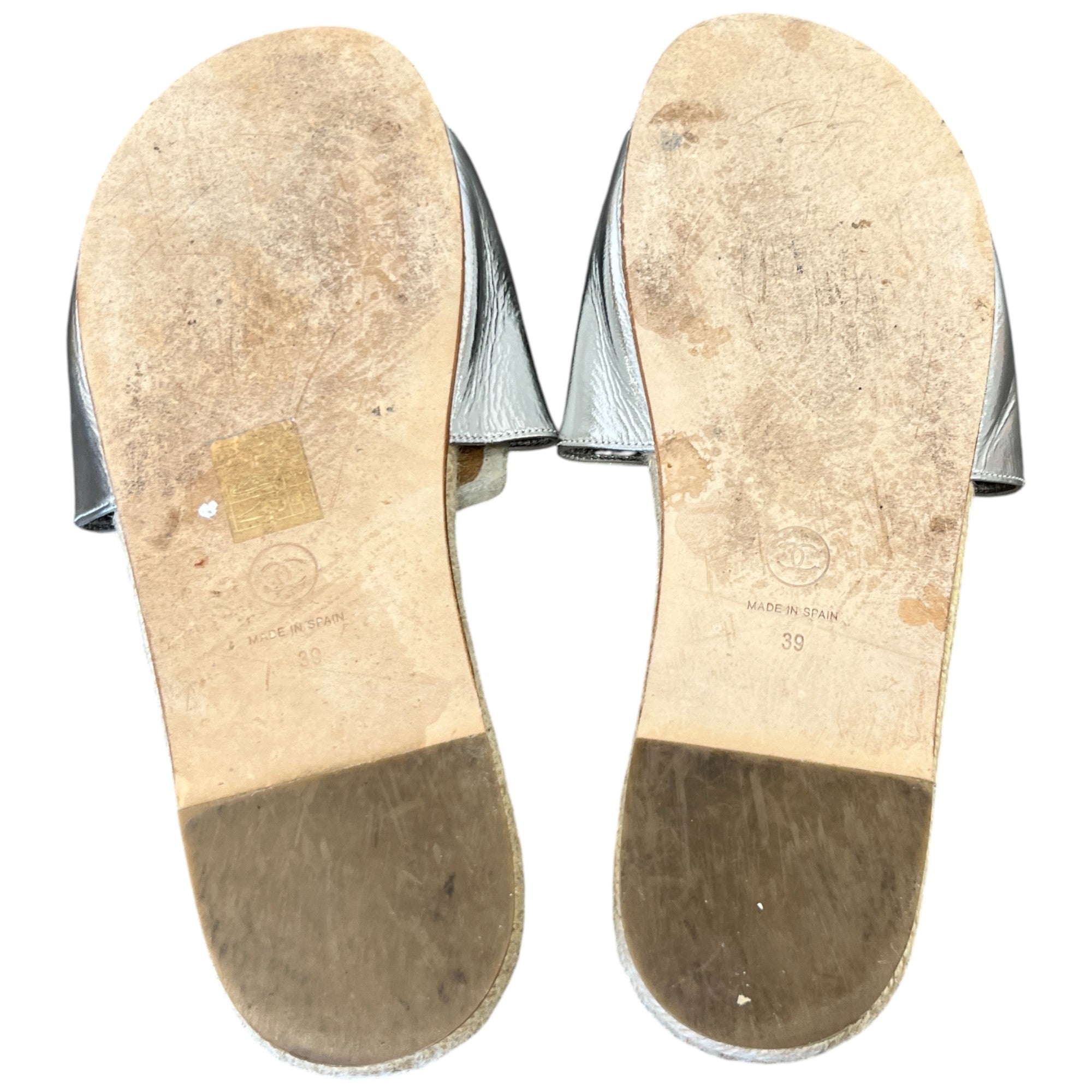 Women's Cc Logo Espadrilles Silver Size EU 39 / UK 6