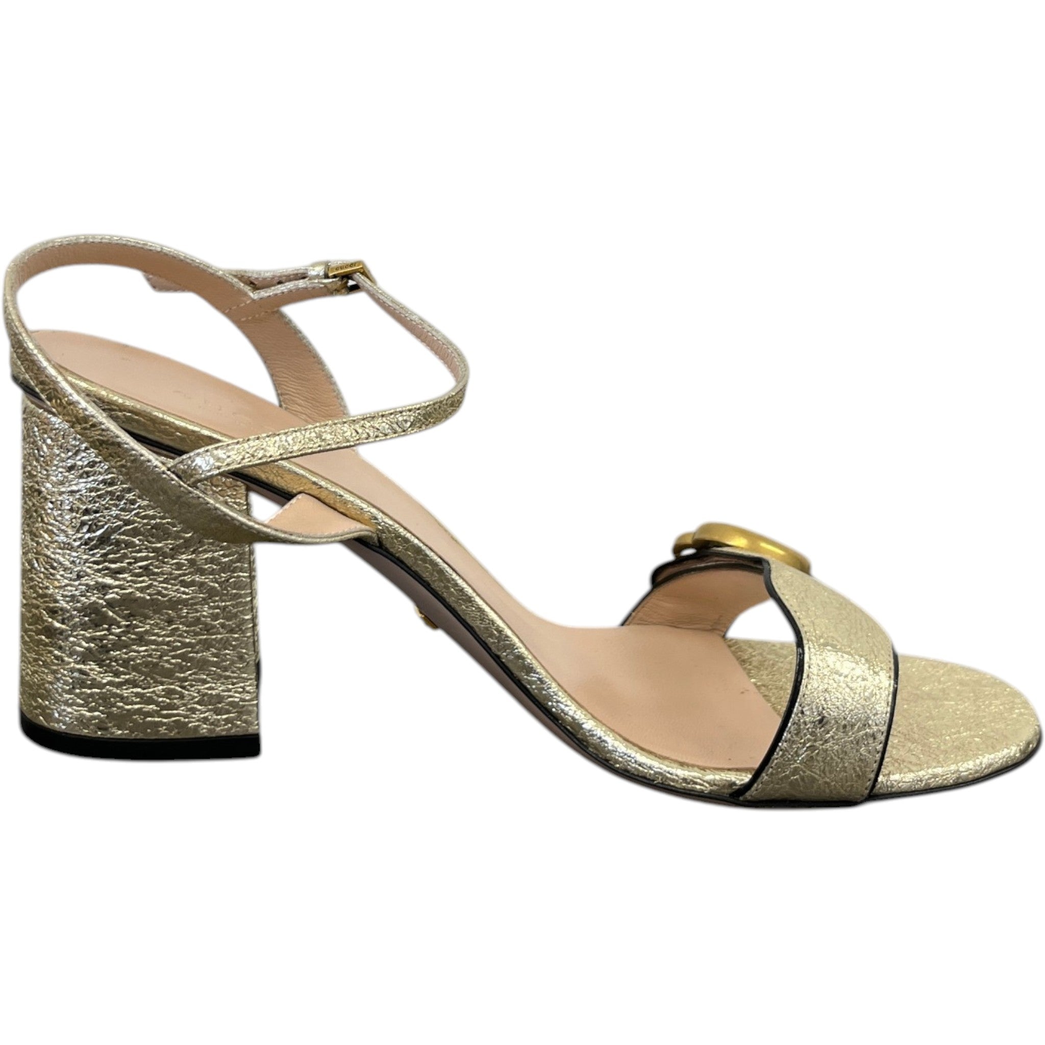 Women's Gg Marmont Ankle Strap Sandals Gold Size EU 40 / UK 7