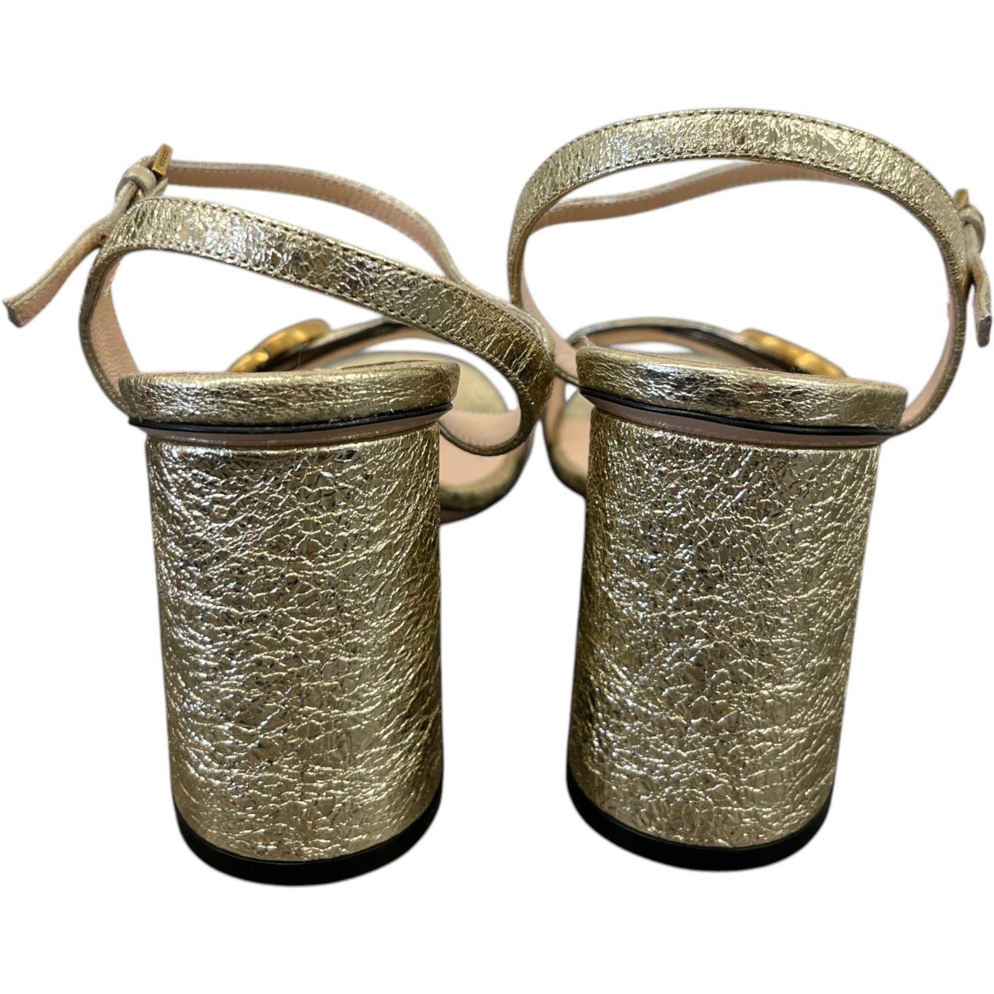 Women's Gg Marmont Ankle Strap Sandals Gold Size EU 40 / UK 7
