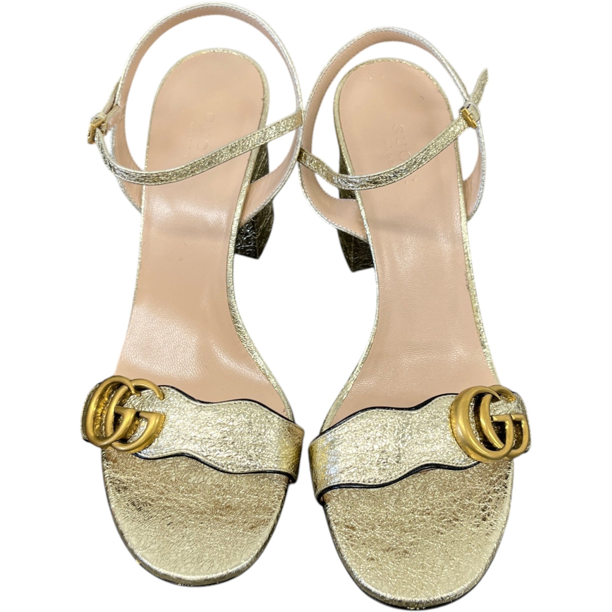 Women's Gg Marmont Ankle Strap Sandals Gold Size EU 40 / UK 7