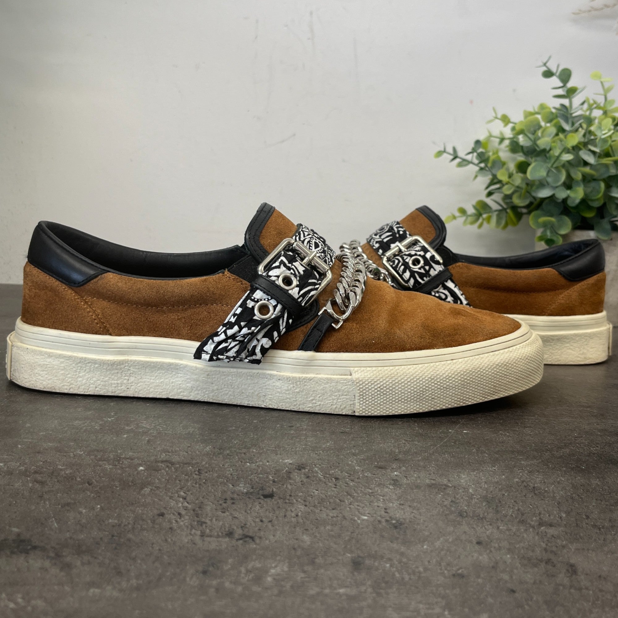 Men's Bandana Chain Buckle Loafers Tan Size EU 41 / UK 7