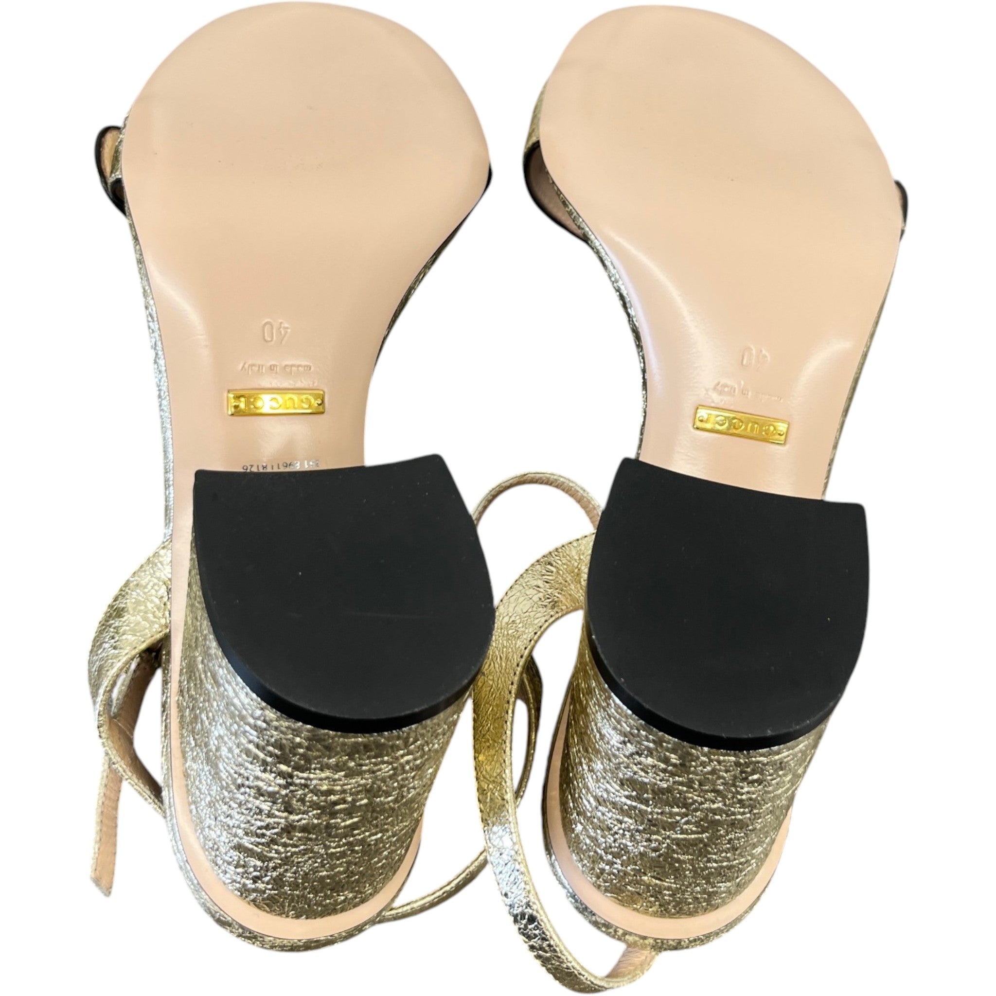 Women's Gg Marmont Ankle Strap Sandals Gold Size EU 40 / UK 7
