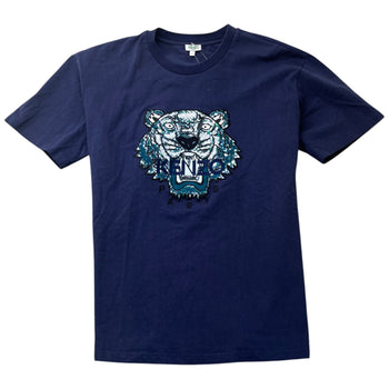 Men's Shibori Tiger T-Shirt Navy Size L