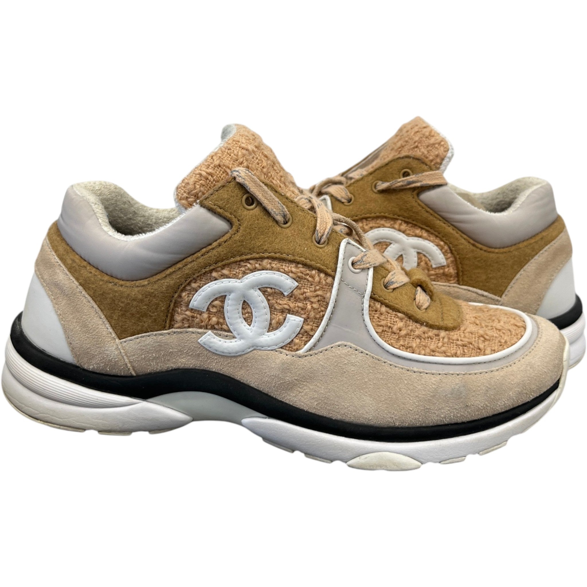 Women's Cc Runners Tweed Low Trainers Beige Size EU 40 / UK 7