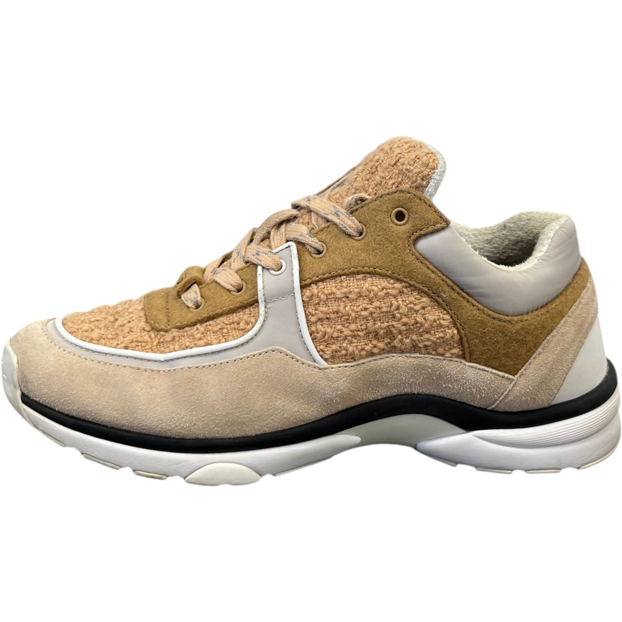 Women's Cc Runners Tweed Low Trainers Beige Size EU 40 / UK 7