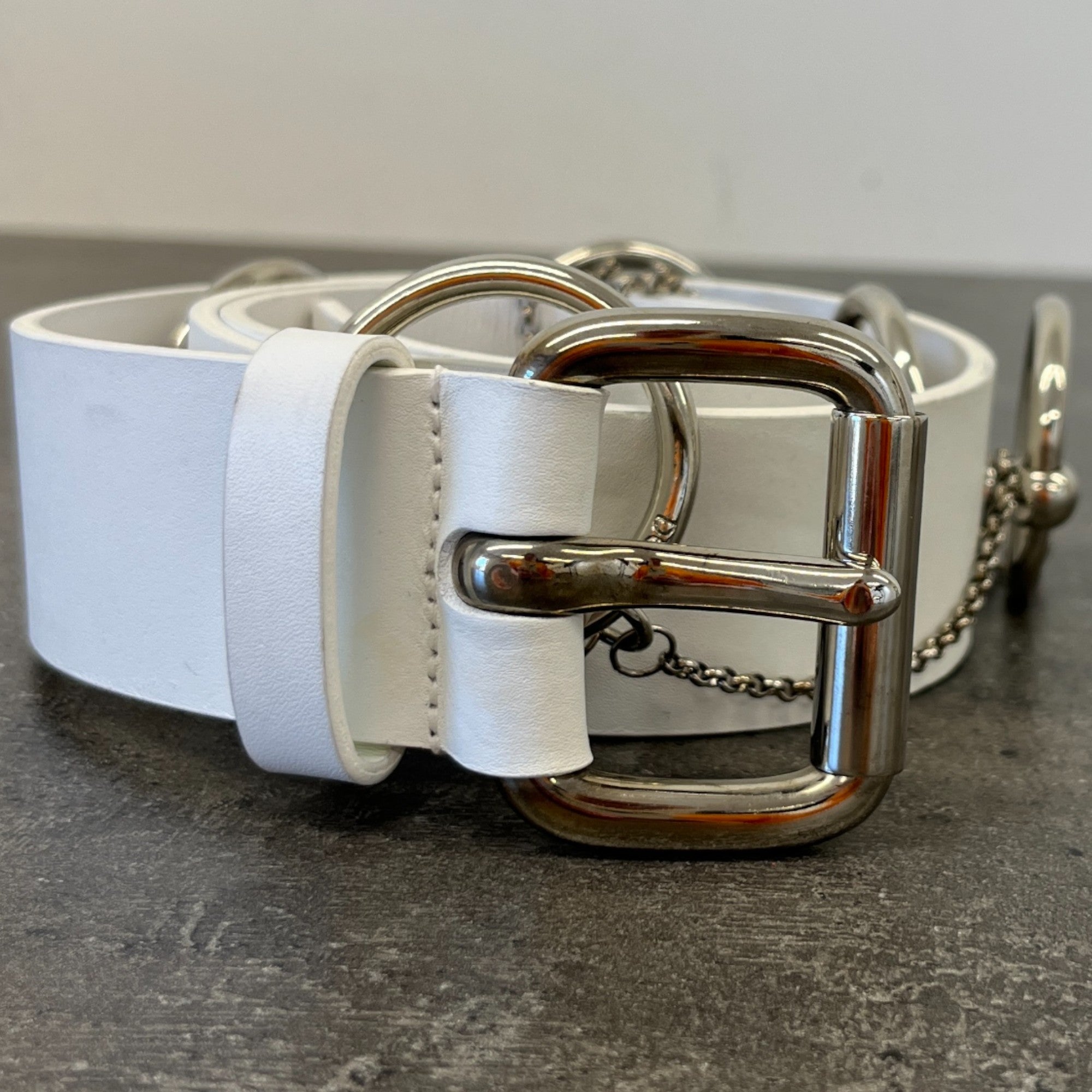 Women's Vintage Chain Detail Belt White Size 85CM / UK 10