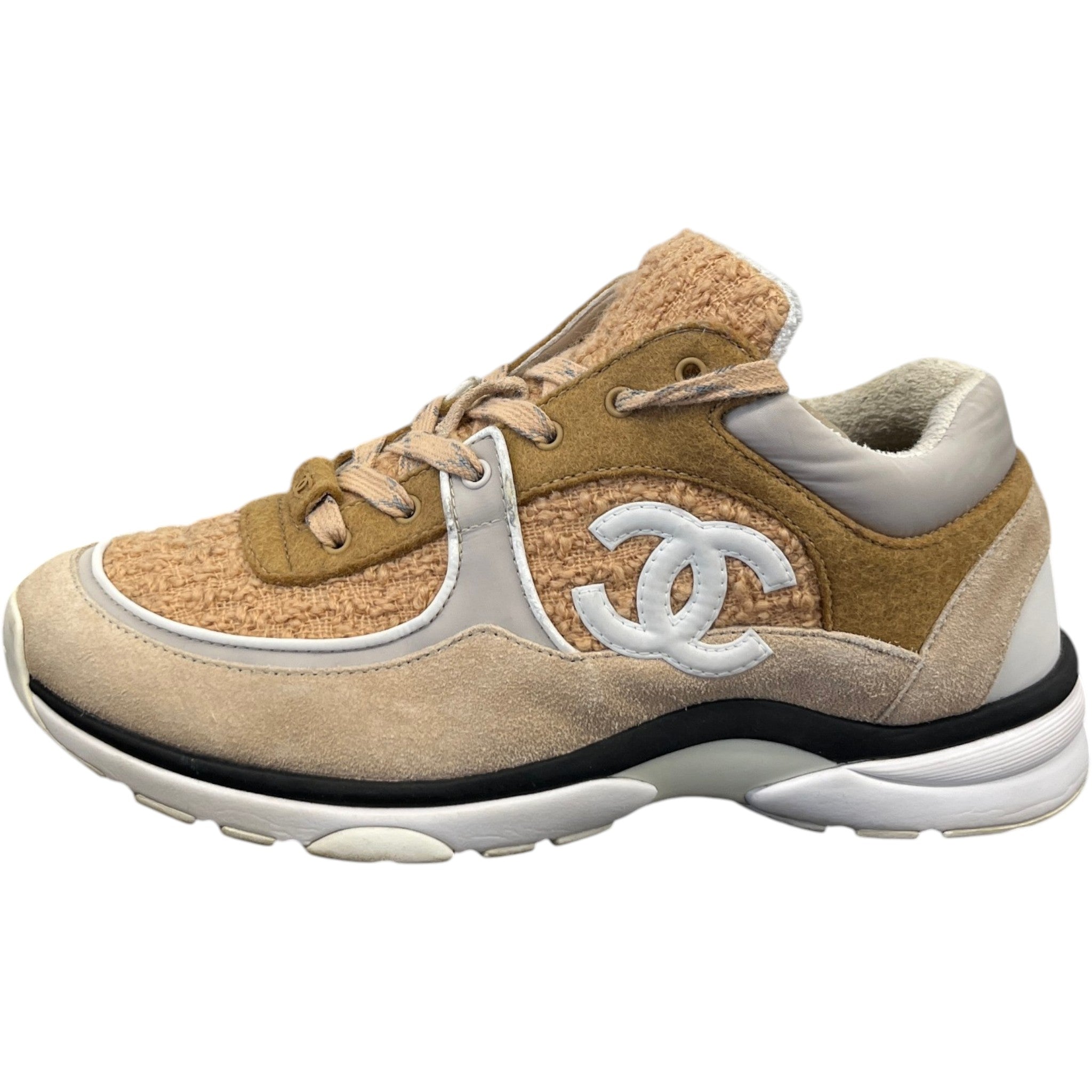 Women's Cc Runners Tweed Low Trainers Beige Size EU 40 / UK 7