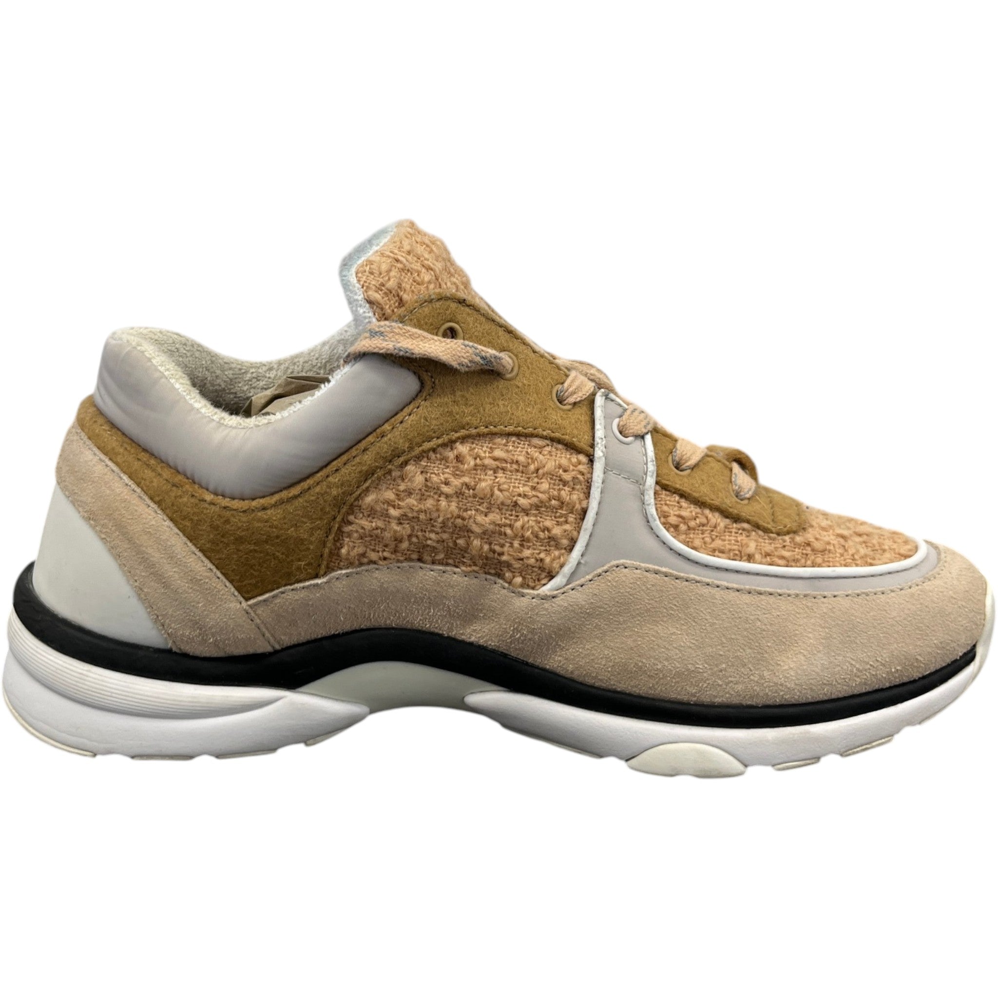 Women's Cc Runners Tweed Low Trainers Beige Size EU 40 / UK 7