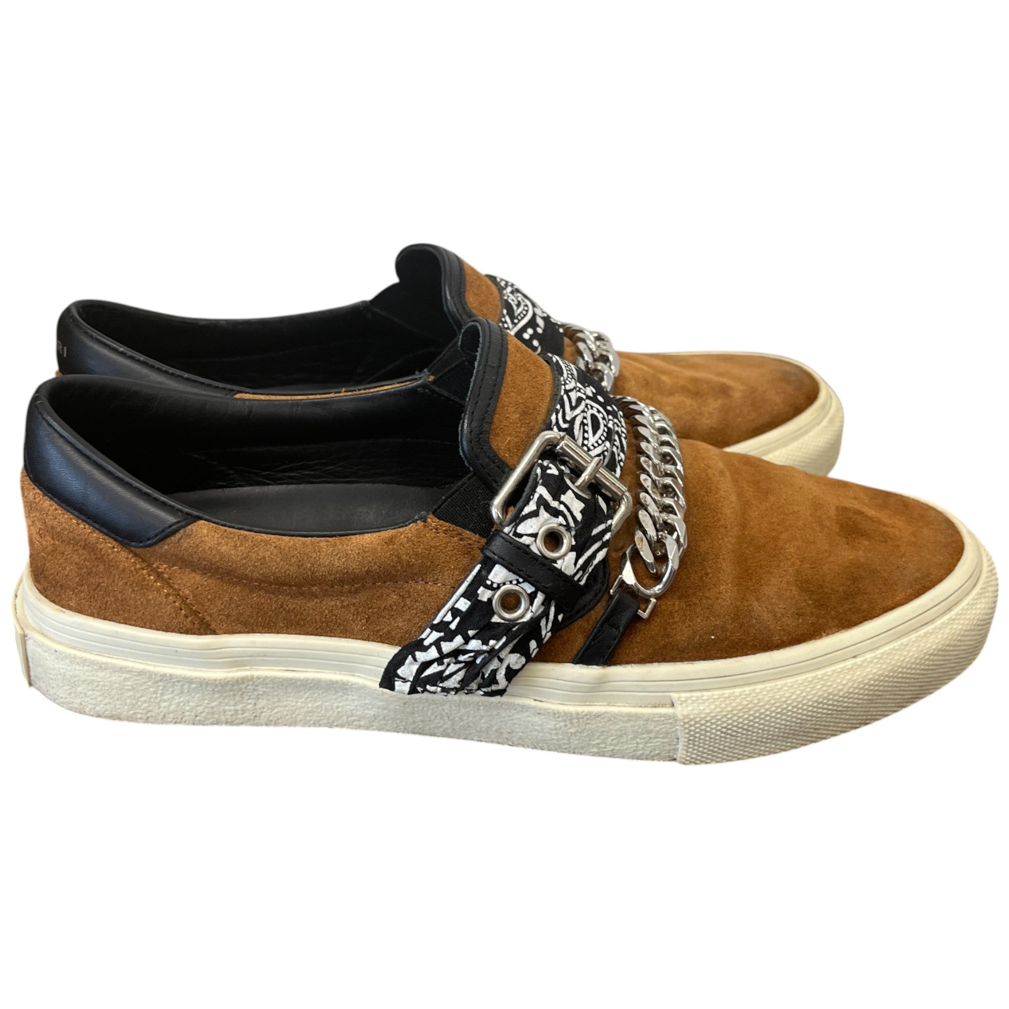 Men's Bandana Chain Buckle Loafers Tan Size EU 41 / UK 7