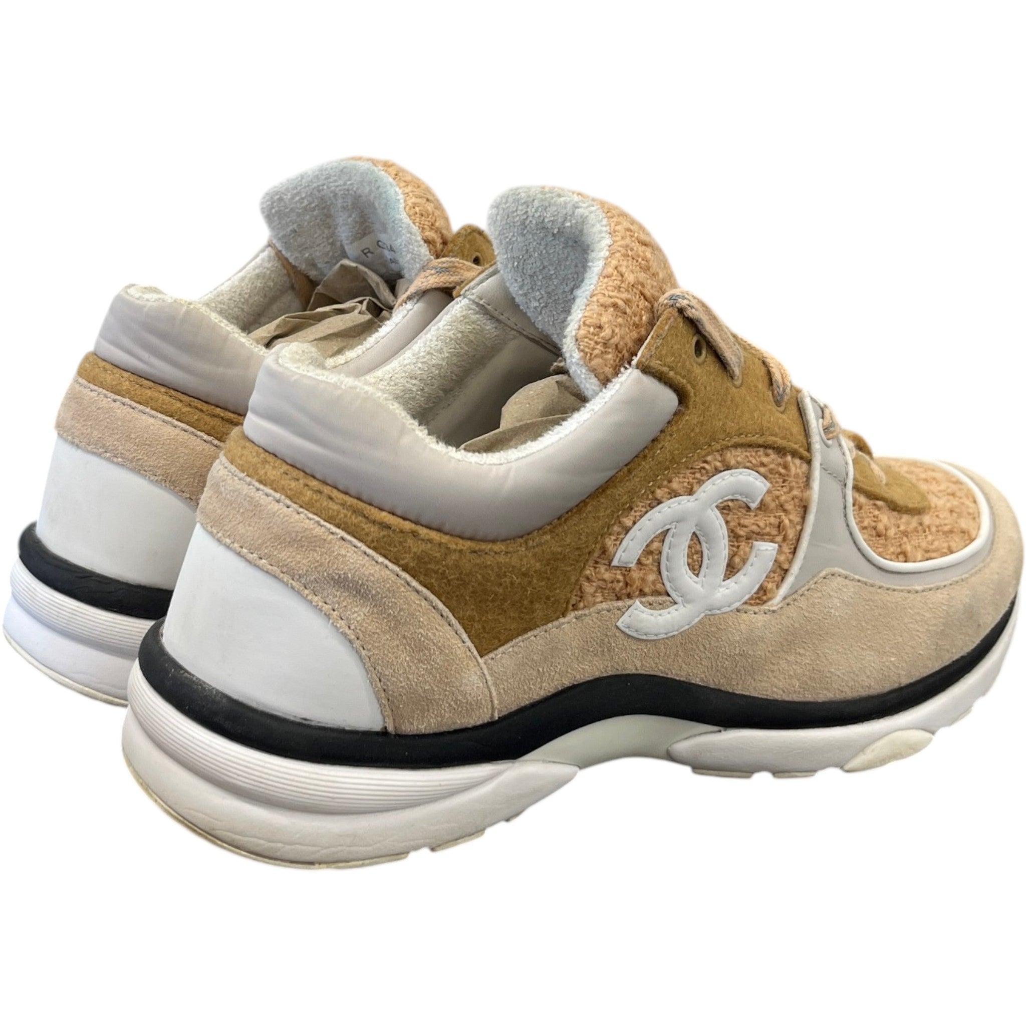 Women's Cc Runners Tweed Low Trainers Beige Size EU 40 / UK 7