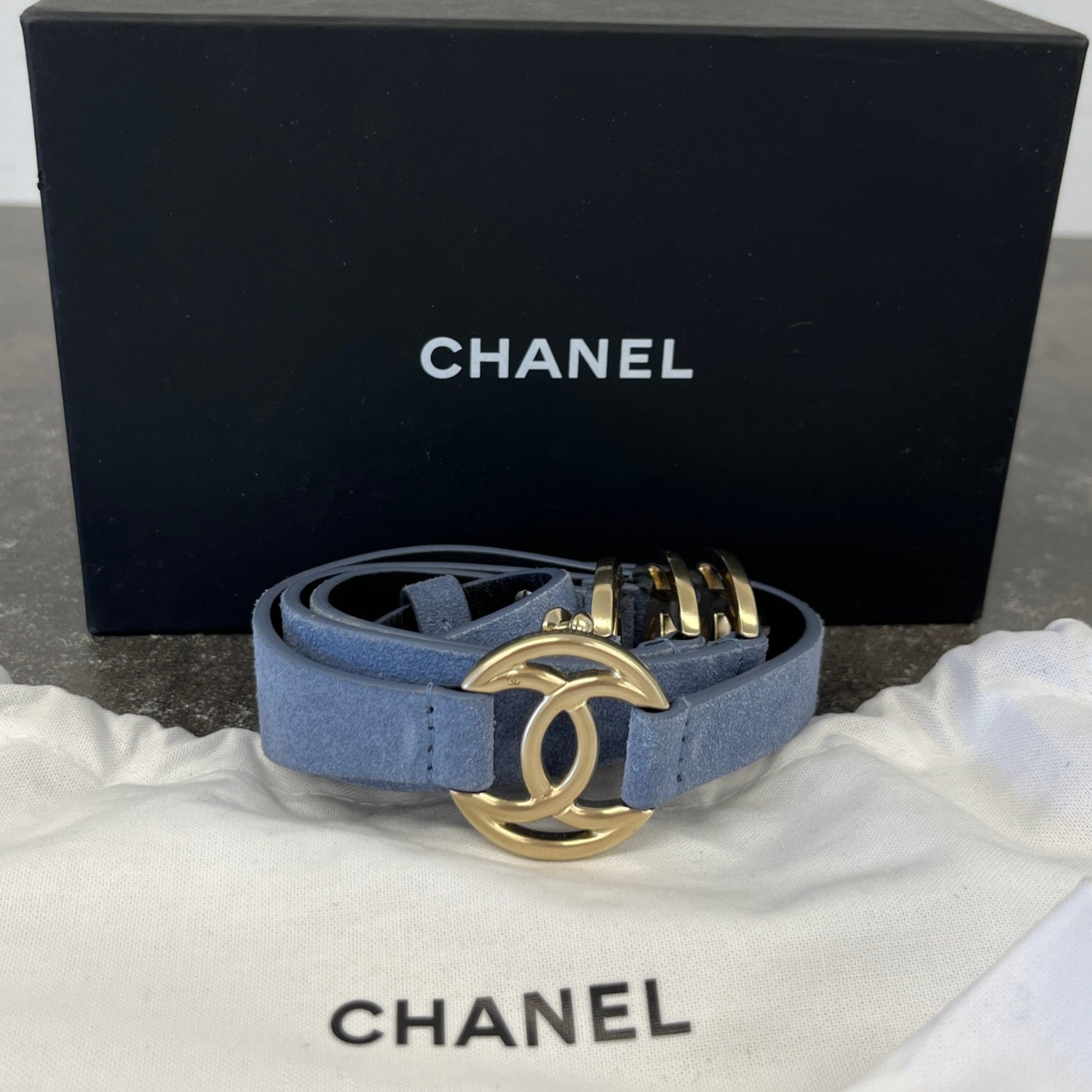 Women's Cc Logo Belt Blue Size 80CM / UK 8