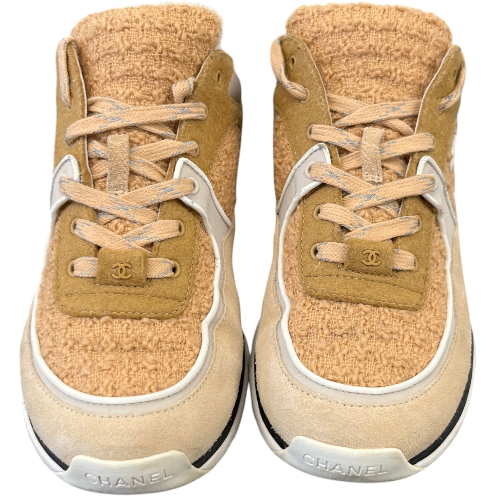 Women's Cc Runners Tweed Low Trainers Beige Size EU 40 / UK 7