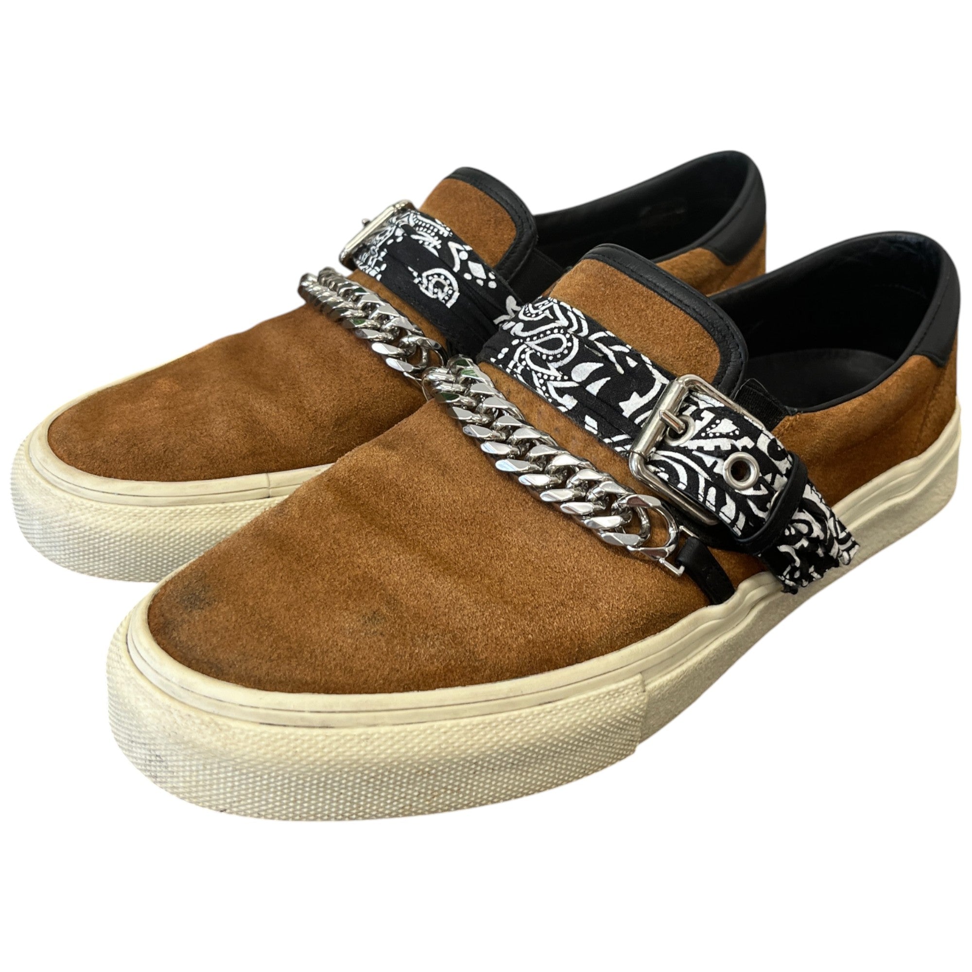 Men's Bandana Chain Buckle Loafers Tan Size EU 41 / UK 7