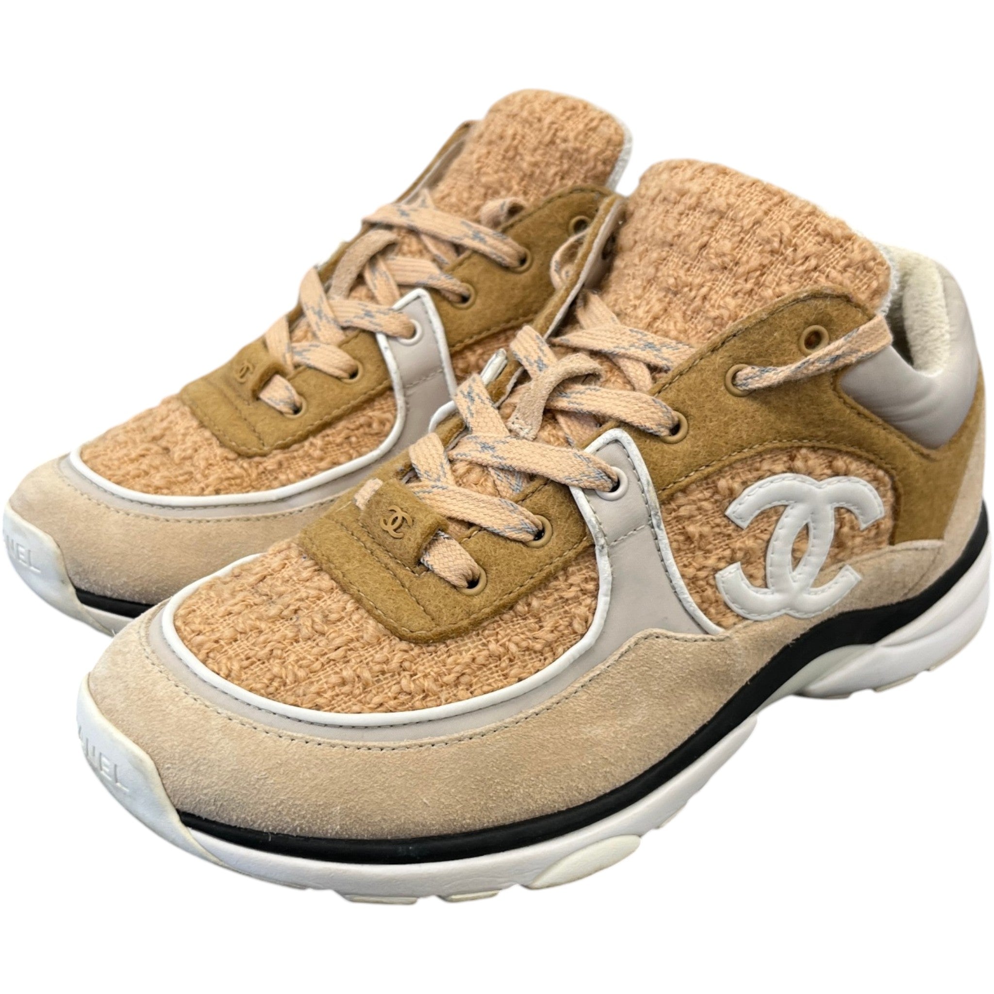 Women's Cc Runners Tweed Low Trainers Beige Size EU 40 / UK 7