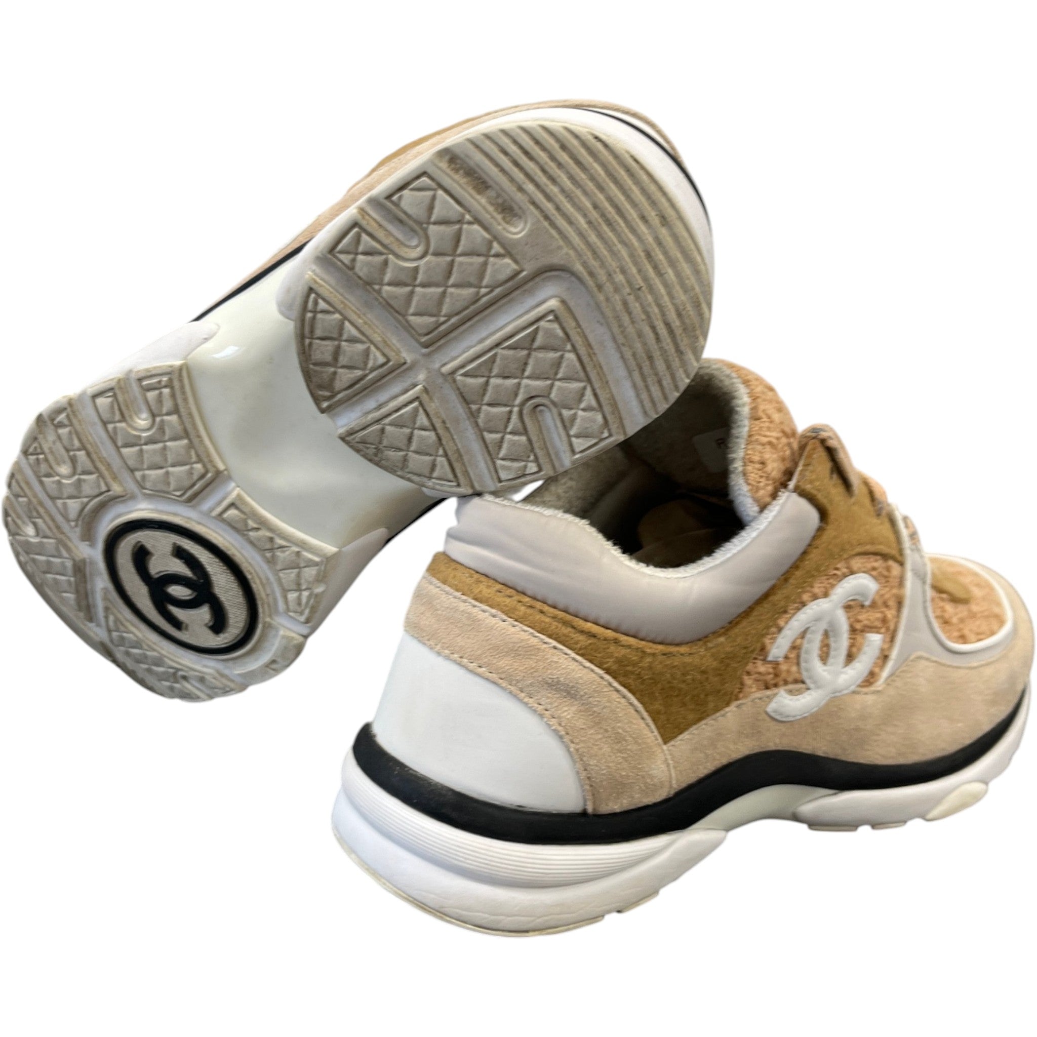 Women's Cc Runners Tweed Low Trainers Beige Size EU 40 / UK 7
