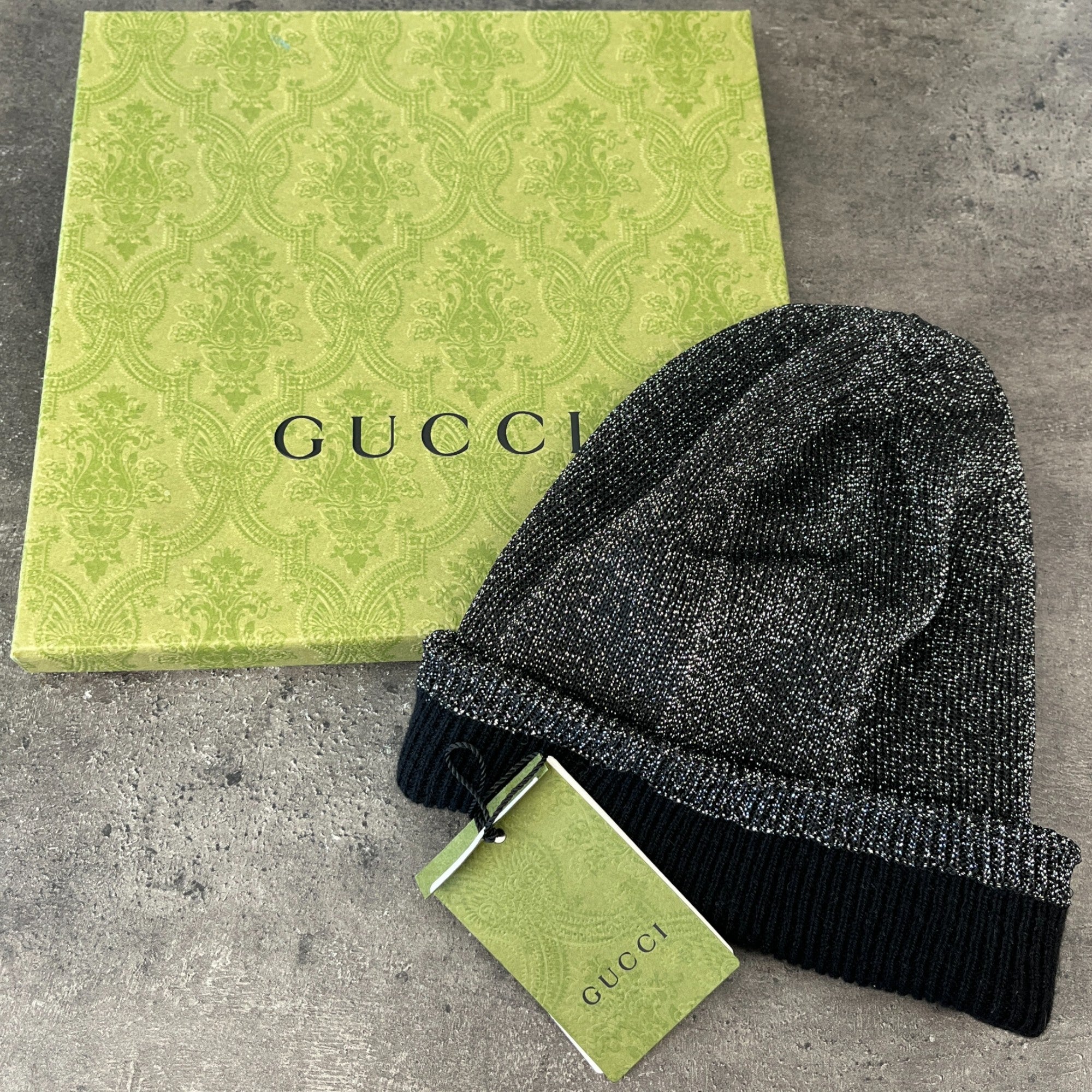 Women's Gg Cashmere Sparkle Hat Black Size M