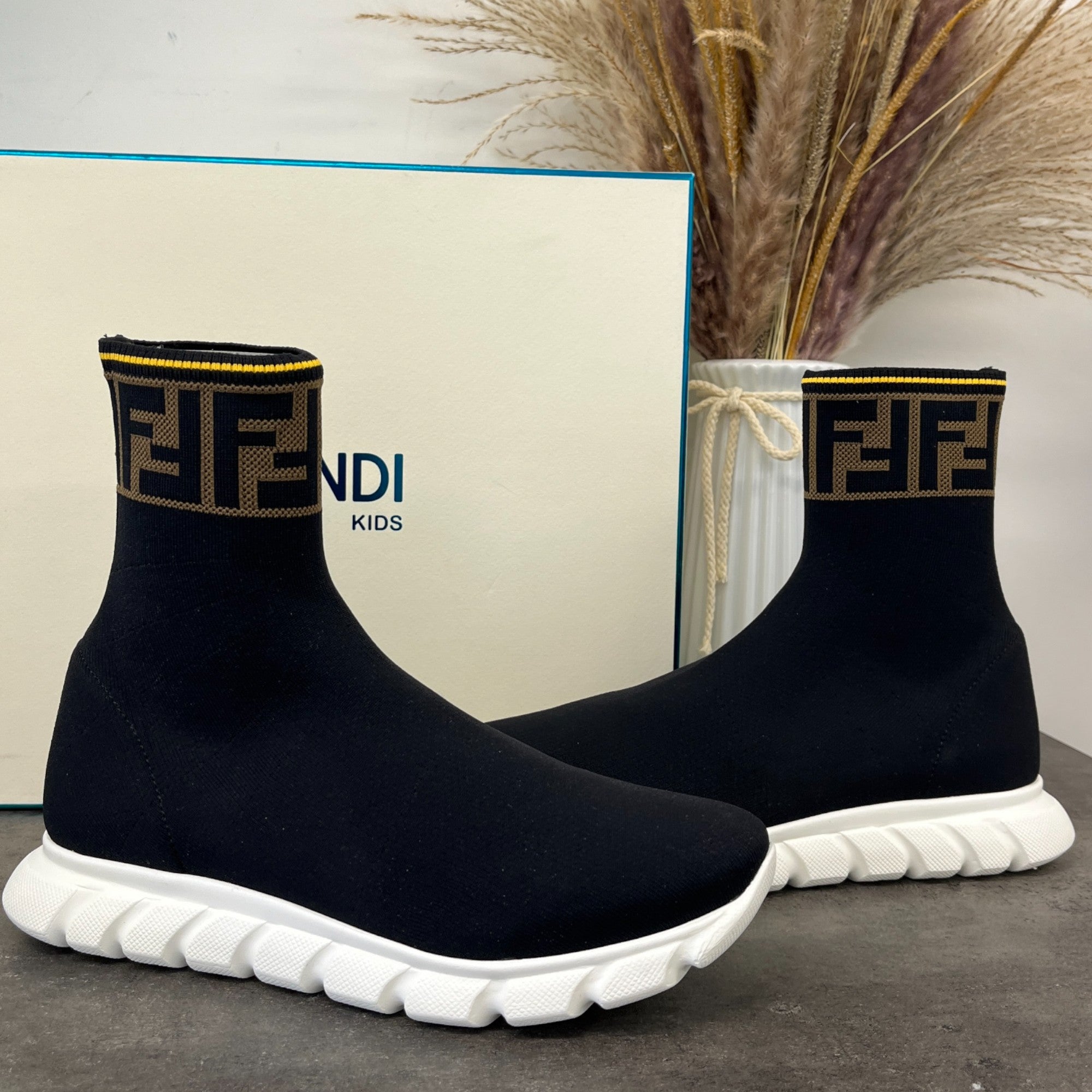 Women's Ff Monogram Sock High Trainers Black Size EU 36 / UK 3