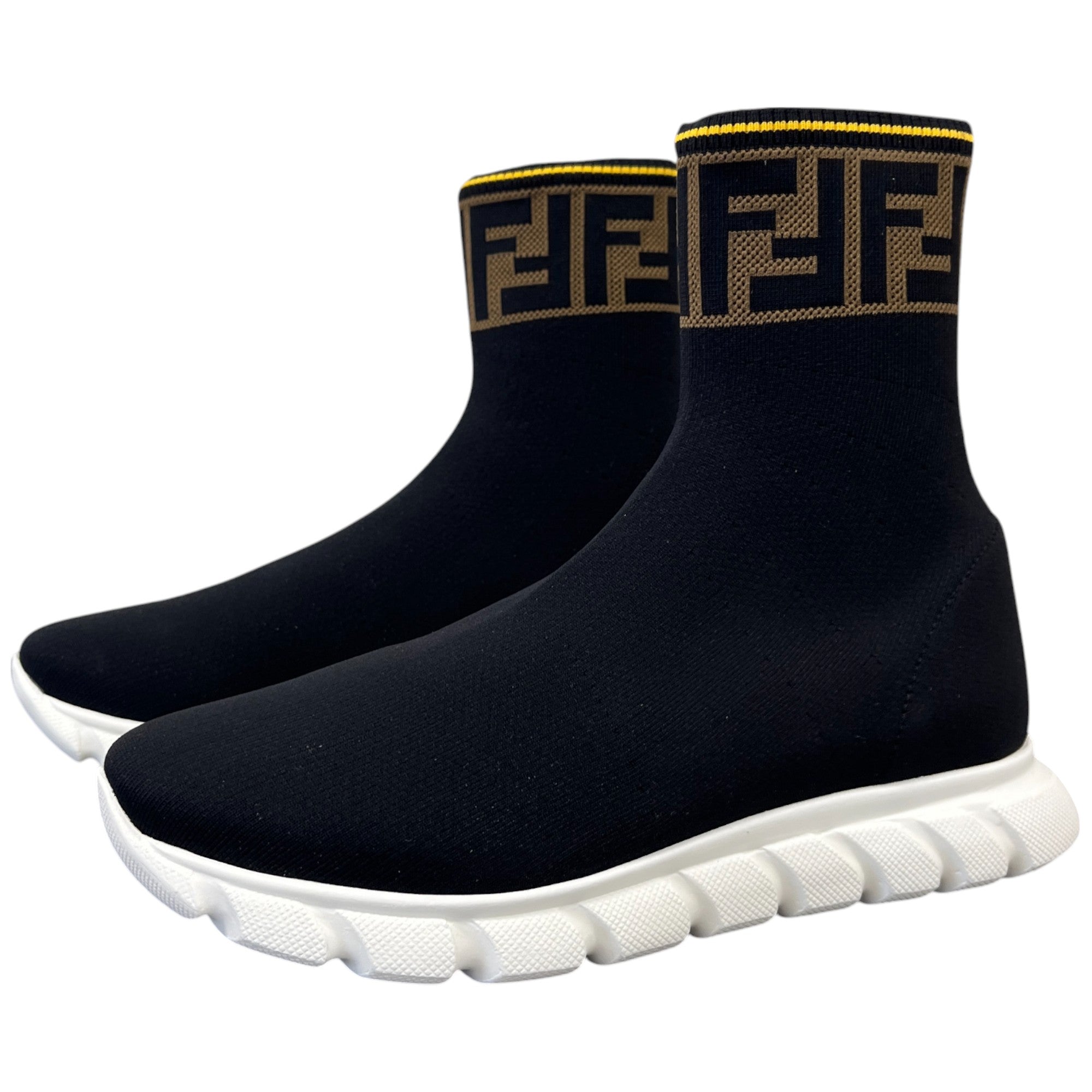 Women's Ff Monogram Sock High Trainers Black Size EU 36 / UK 3