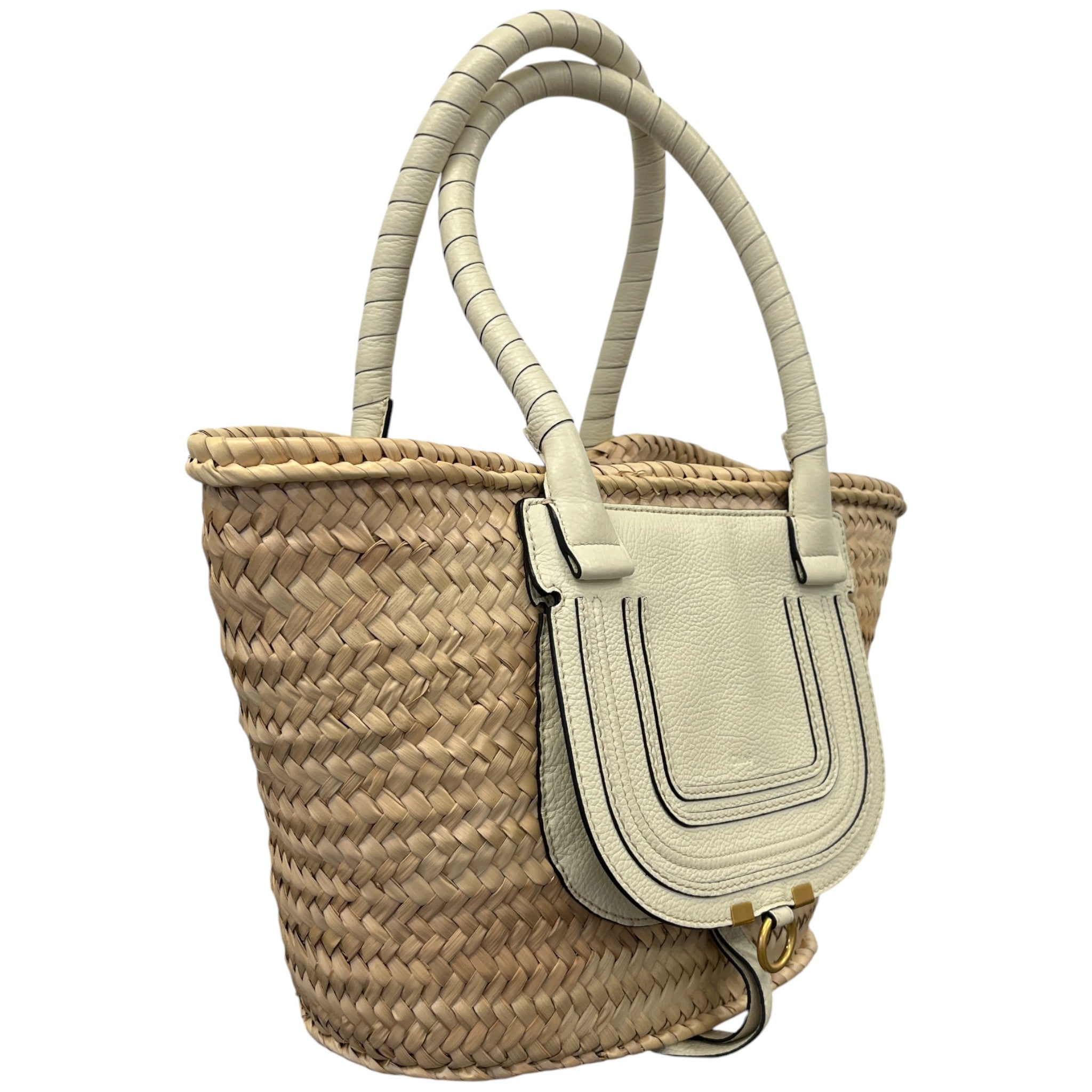 Women's Medium Raffia Marcie Basket Bag Cream