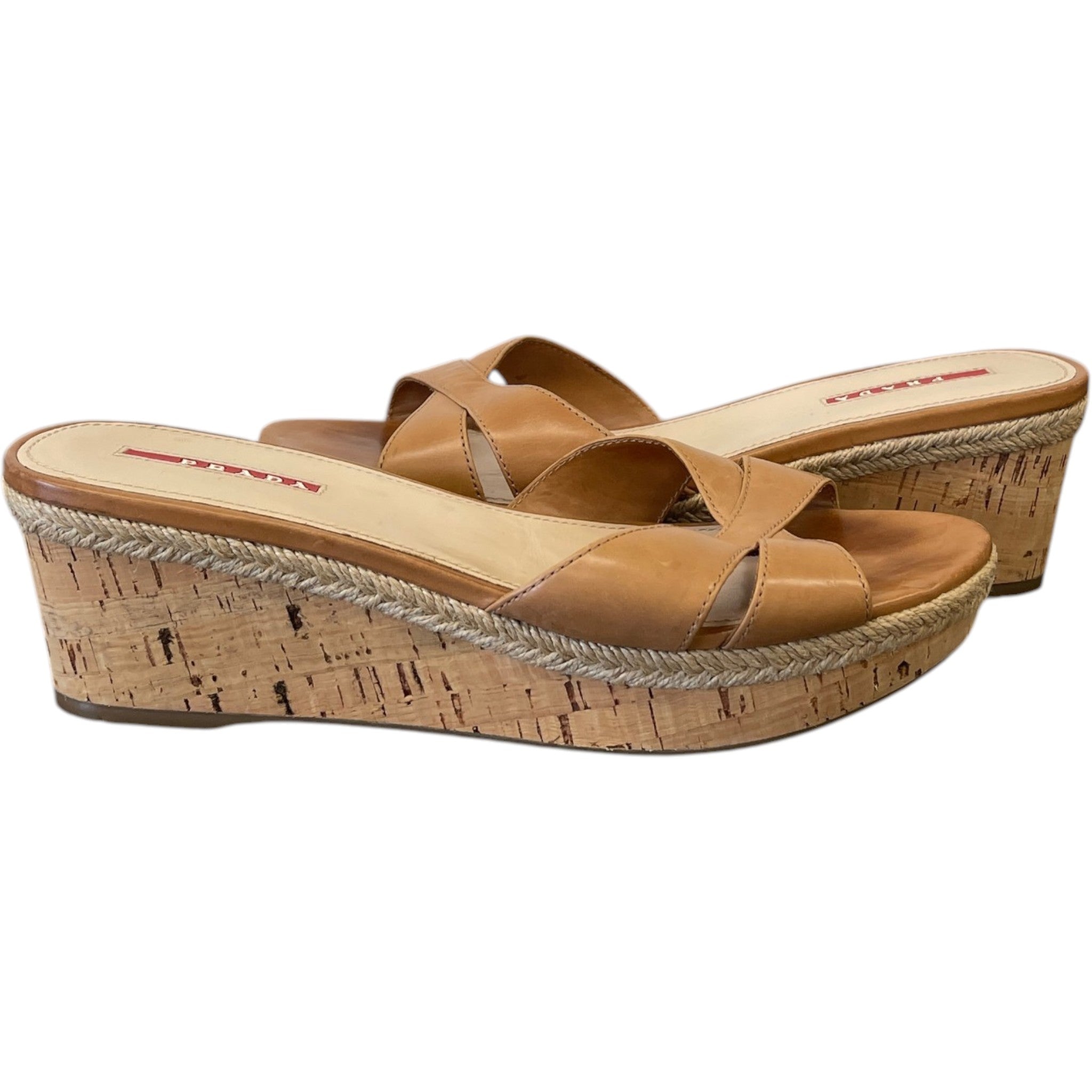 Women's Wedge Slides Sandals Beige Size EU 39.5 / UK 6.5