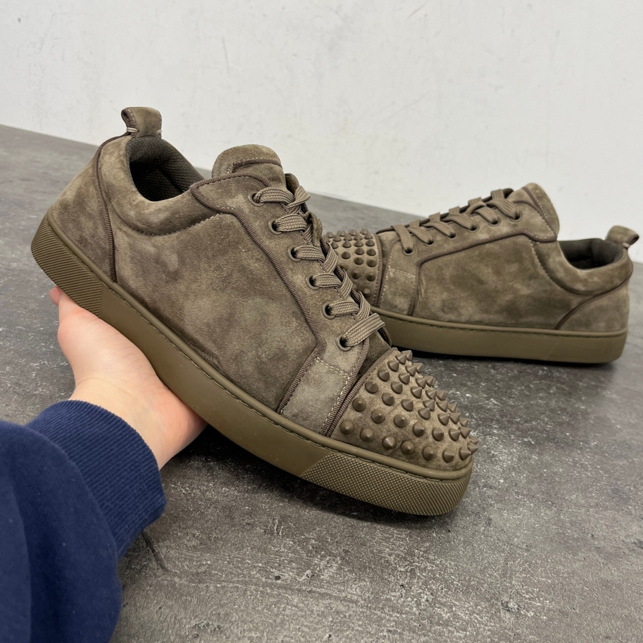 Men's Louis Spikes Flat Low Trainers Khaki Size EU 42 / UK 8