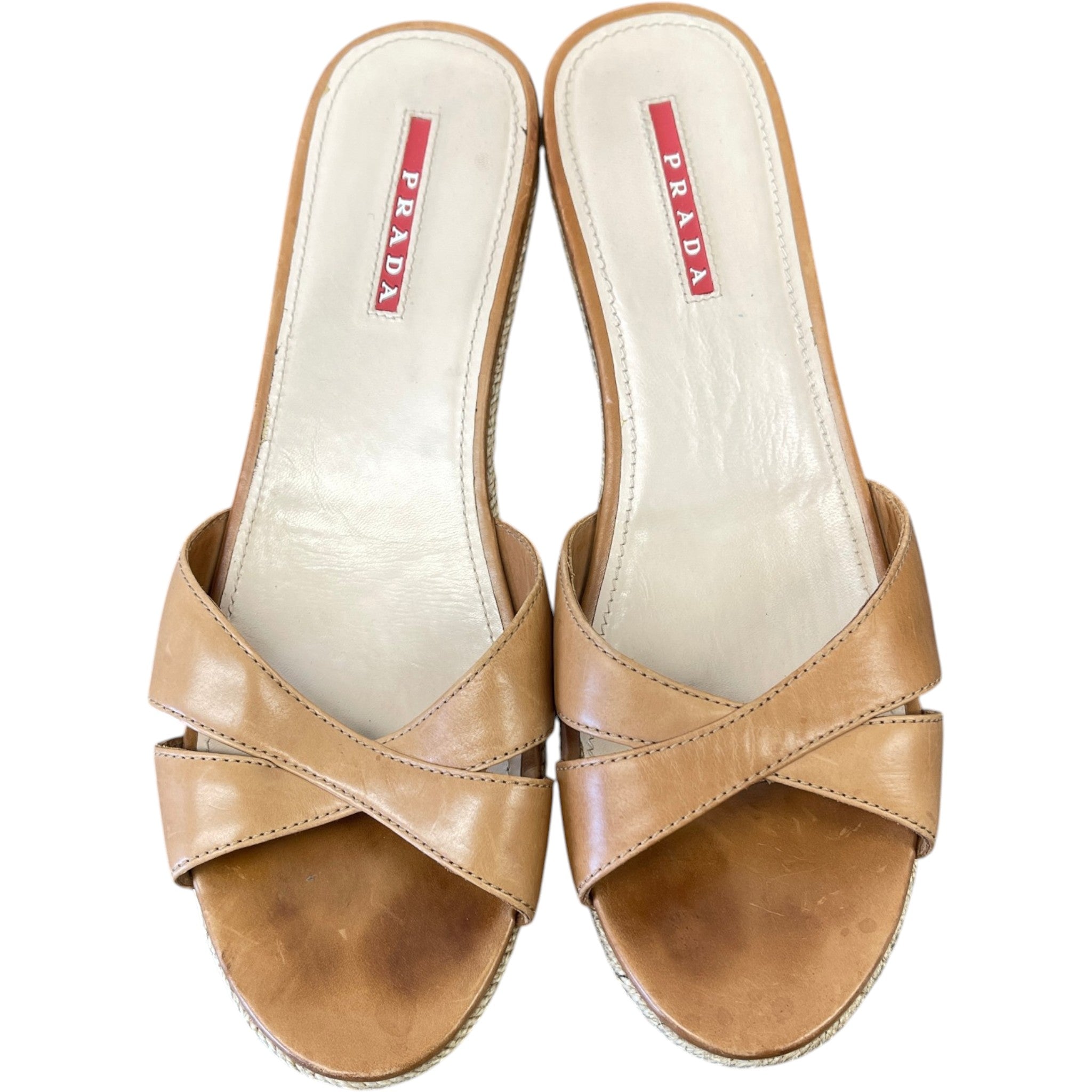 Women's Wedge Slides Sandals Beige Size EU 39.5 / UK 6.5