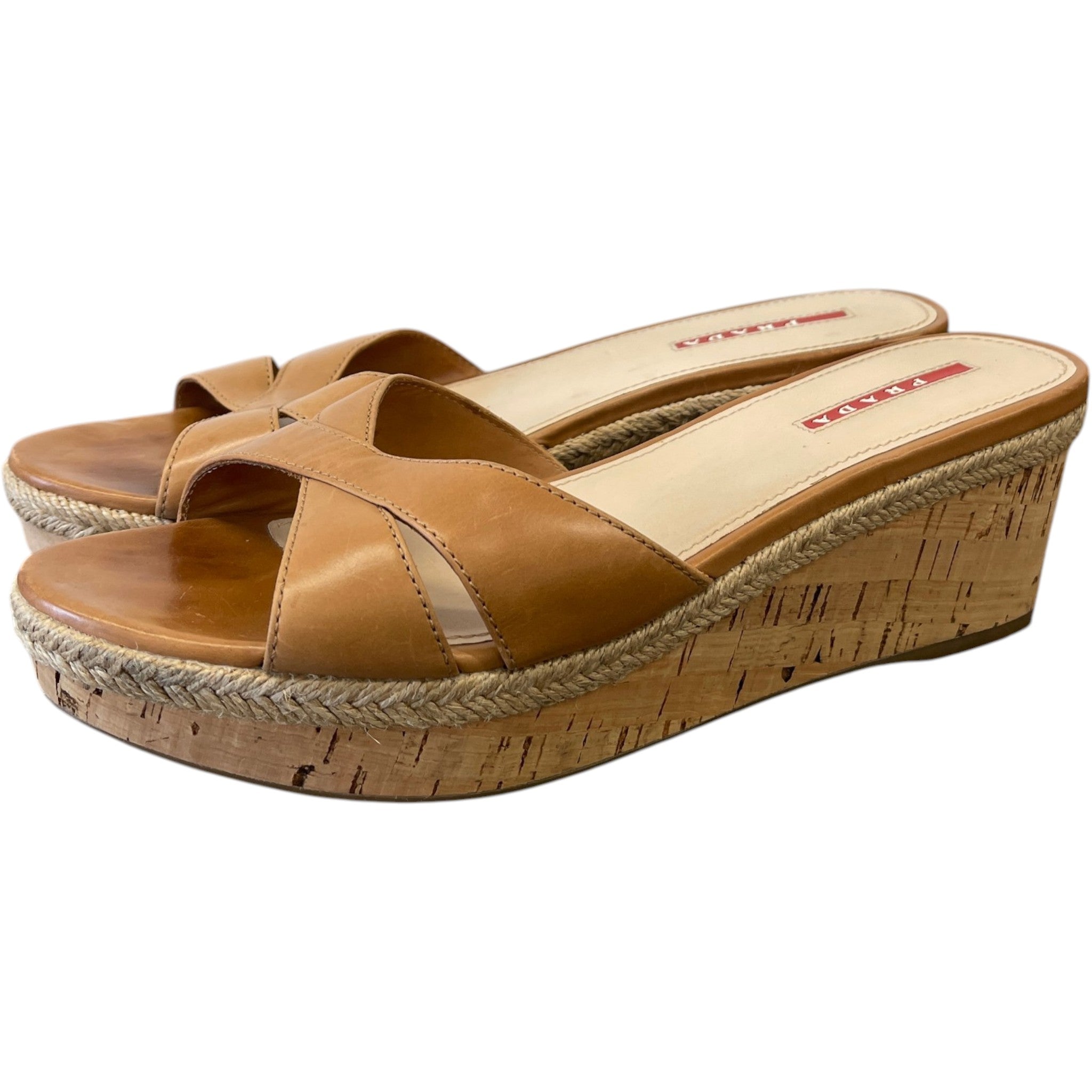 Women's Wedge Slides Sandals Beige Size EU 39.5 / UK 6.5