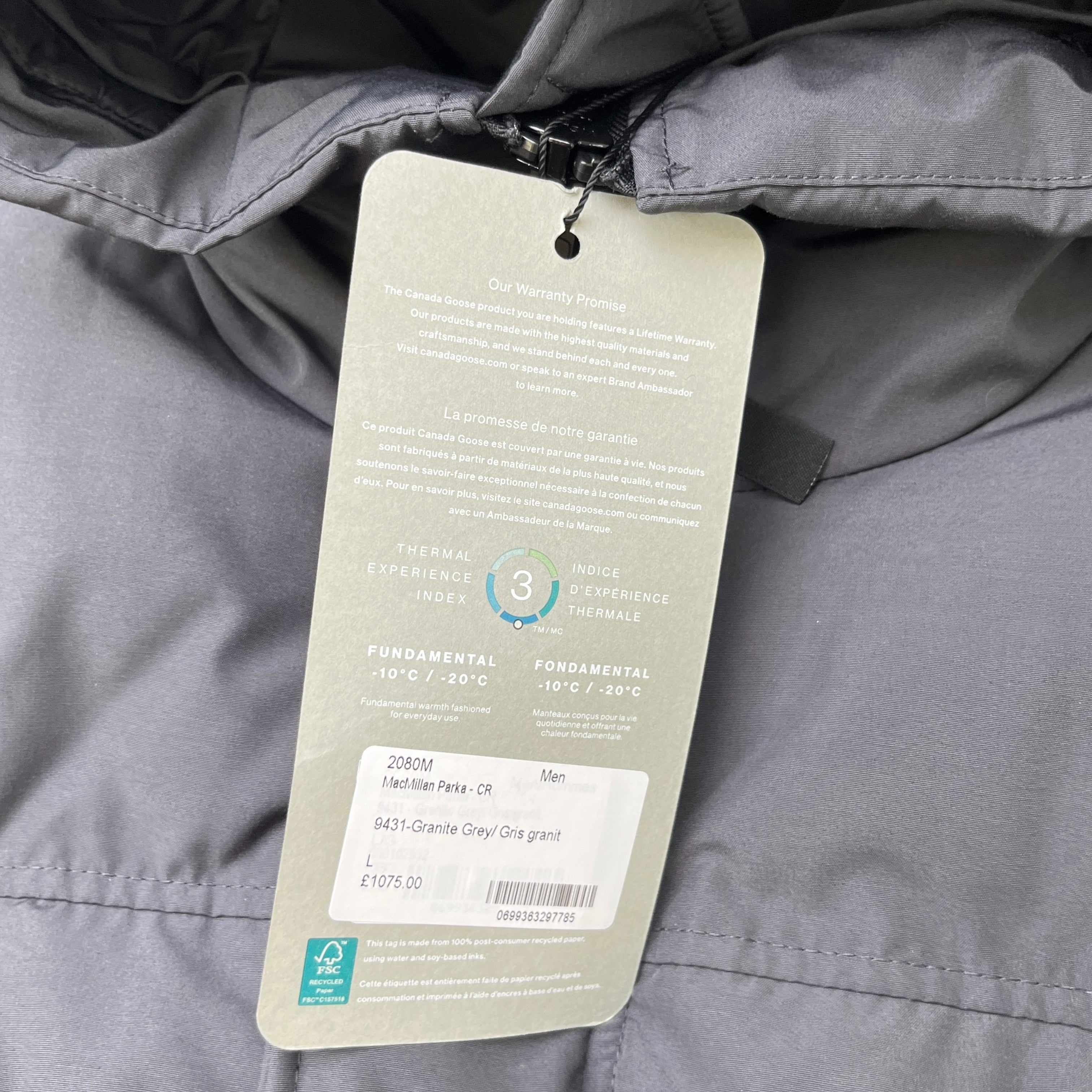 Men's Macmillan Parka Down Jacket Grey Size L