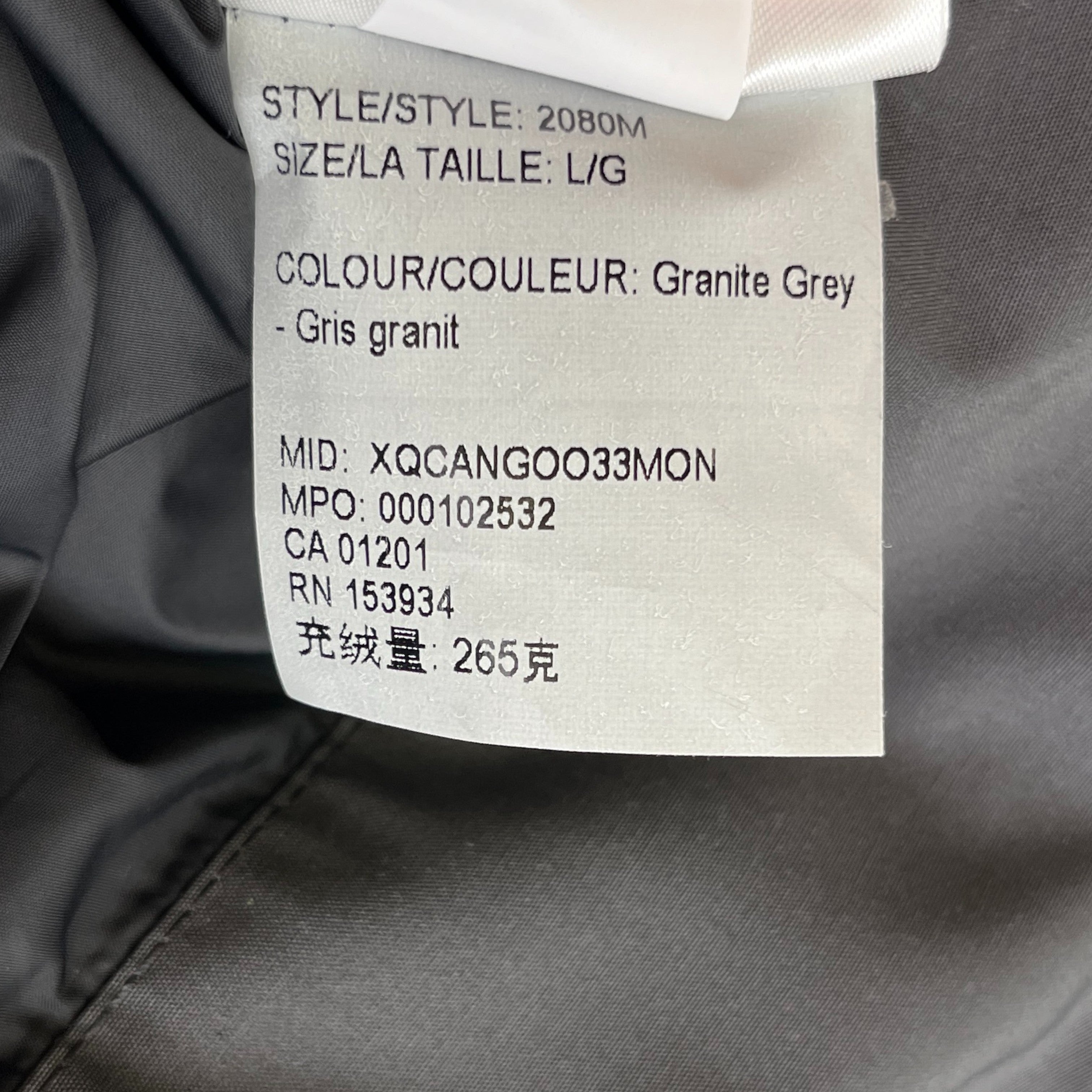 Men's Macmillan Parka Down Jacket Grey Size L