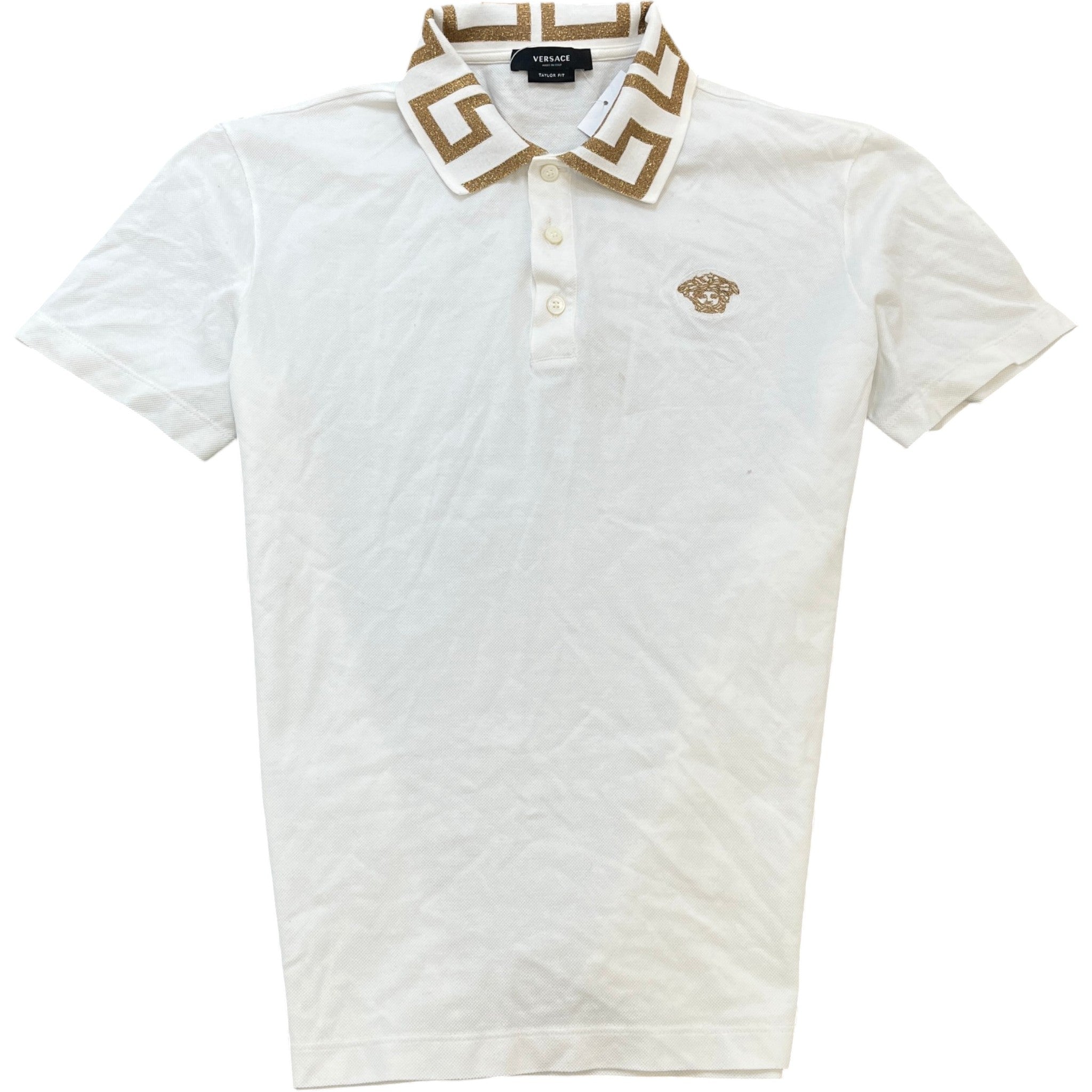 Men's Embroidered Logo Polo Shirt White Size S