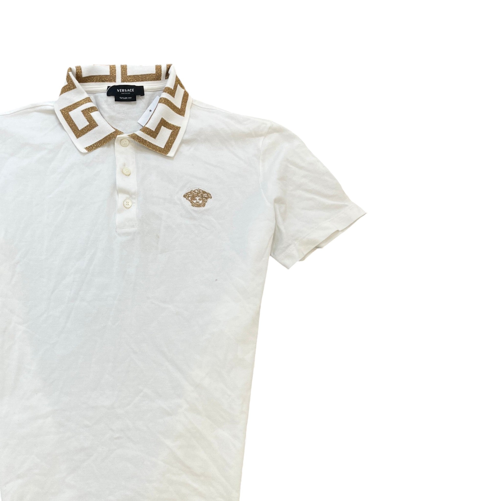 Men's Embroidered Logo Polo Shirt White Size S