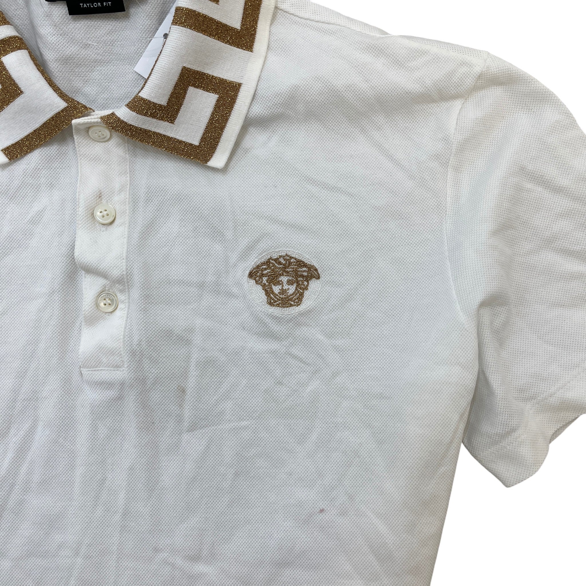 Men's Embroidered Logo Polo Shirt White Size S