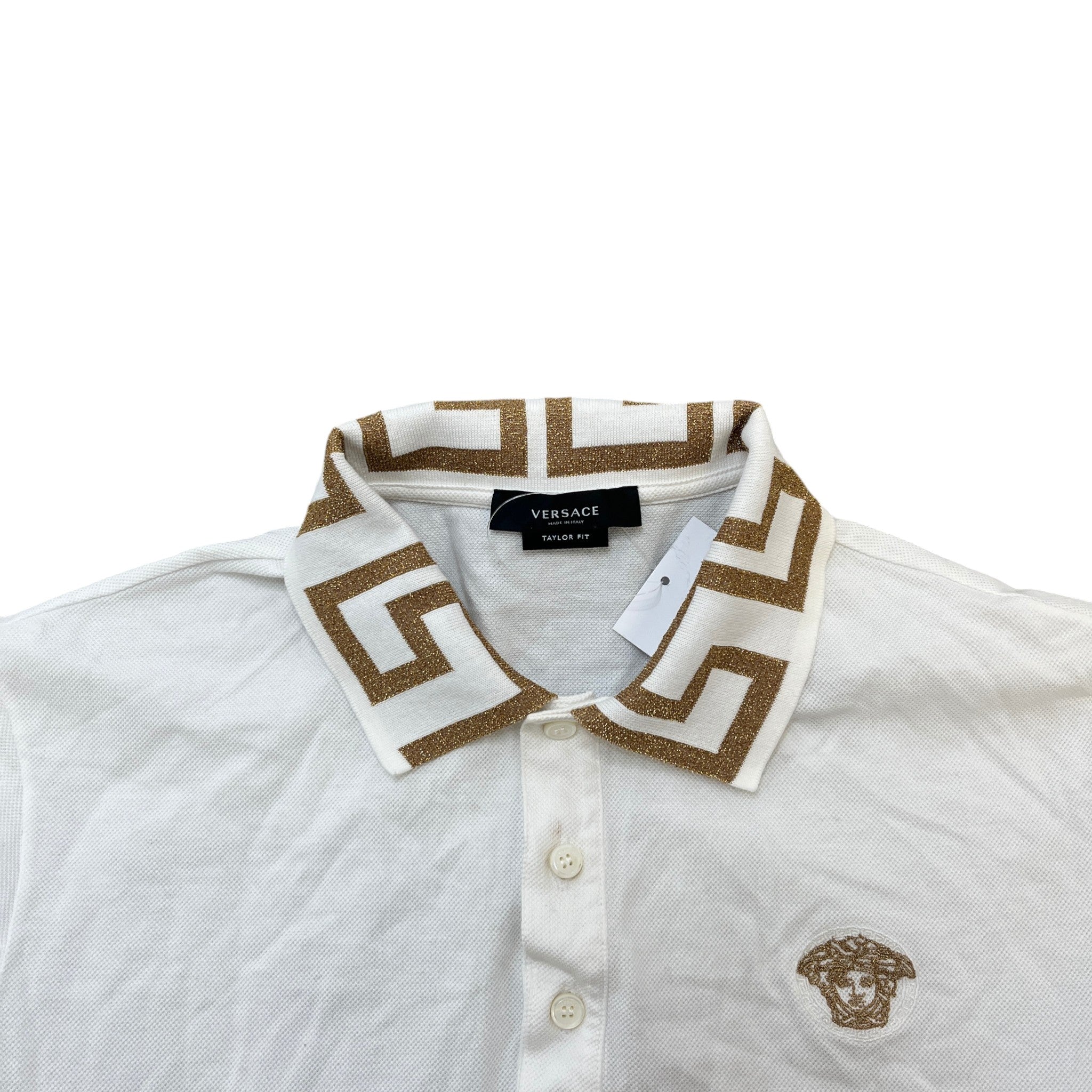 Men's Embroidered Logo Polo Shirt White Size S