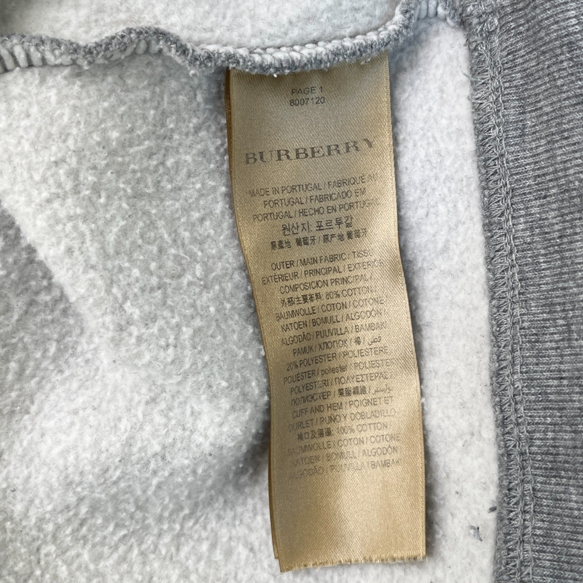 Men's Logo Print Hoodie Grey Size XS