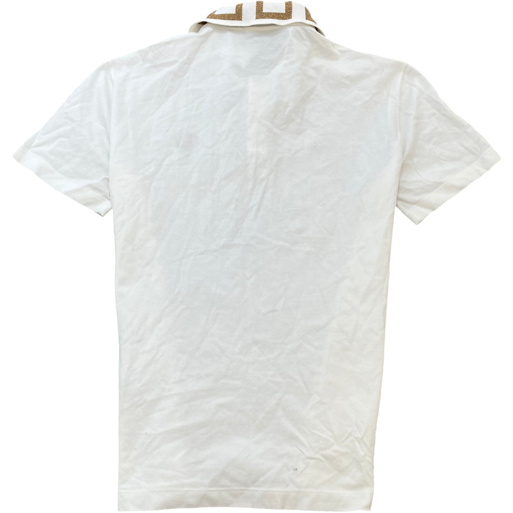 Men's Embroidered Logo Polo Shirt White Size S